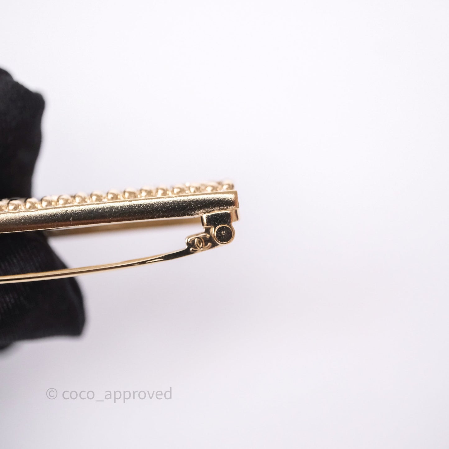 Chanel Logo Crystal Brooch Gold Tone 23A