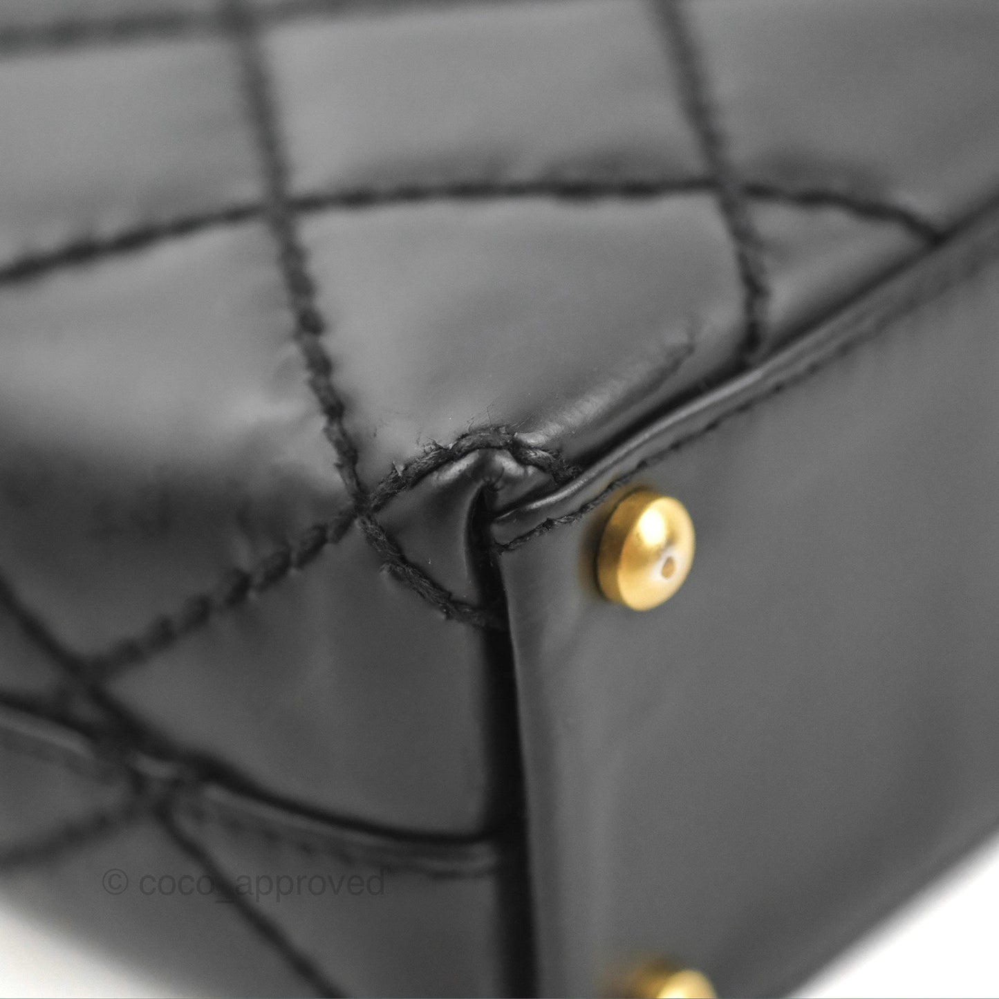Chanel Vintage Quilted CC Tote Bag Matte Black Calfskin Gold Hardware