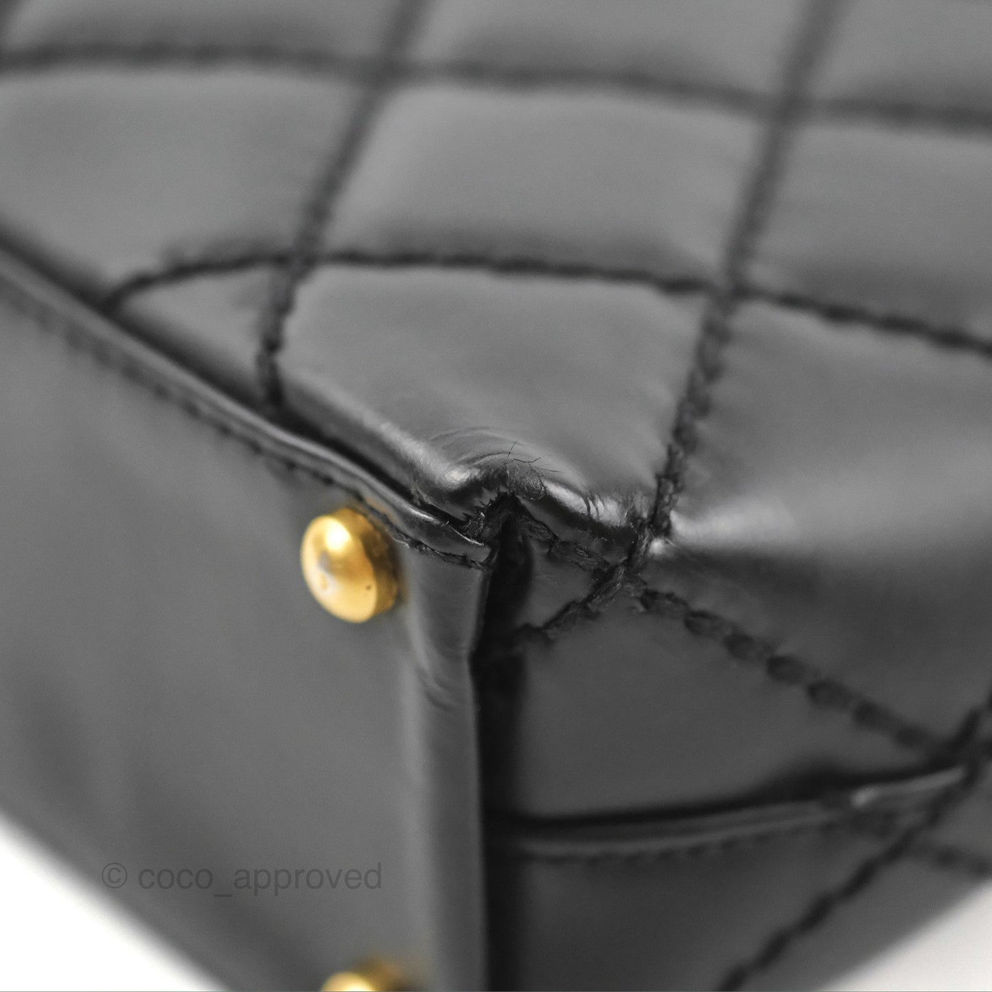 Chanel Vintage Quilted CC Tote Bag Matte Black Calfskin Gold Hardware