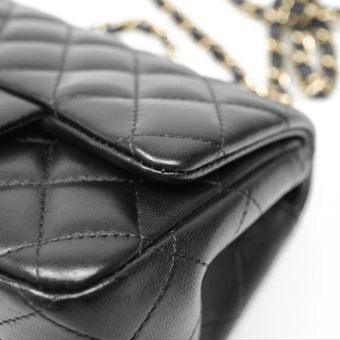 Chanel Mini Square Black Lambskin Gold Hardware