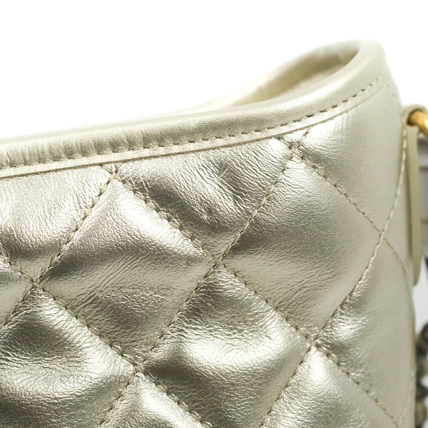 Chanel Quilted Small Gabrielle Hobo Metallic Pale Gold Aged Calfskin