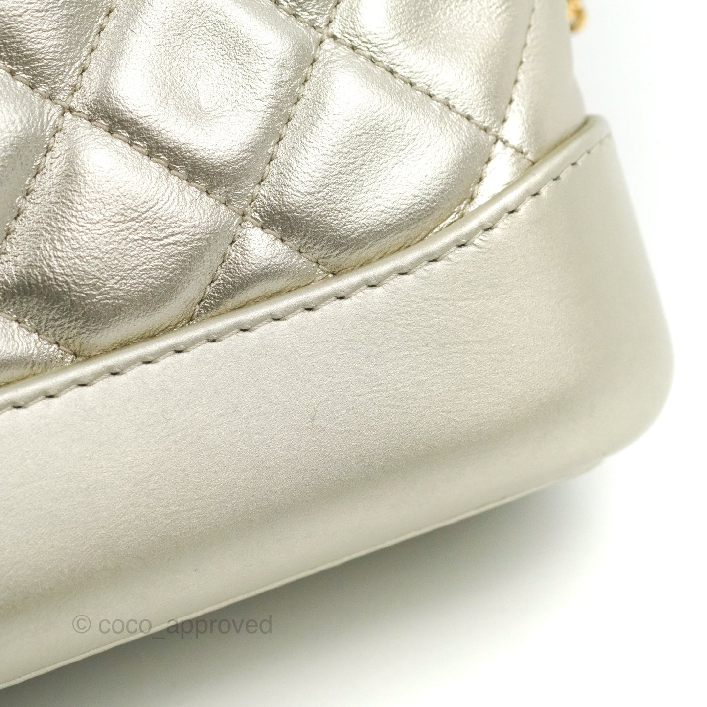 Chanel Quilted Small Gabrielle Hobo Metallic Pale Gold Aged Calfskin