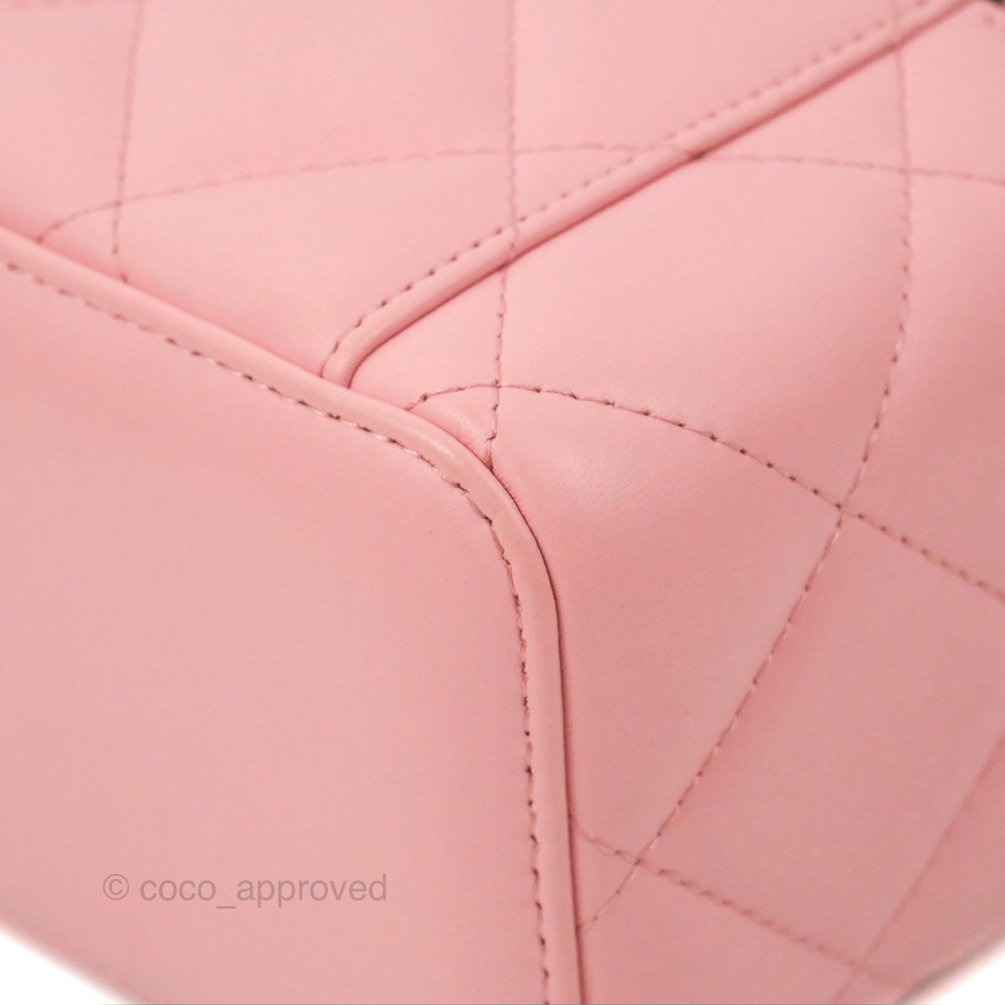 Chanel Resin Elegant Chain Vanity Case Pink Lambskin Gold Hardware
