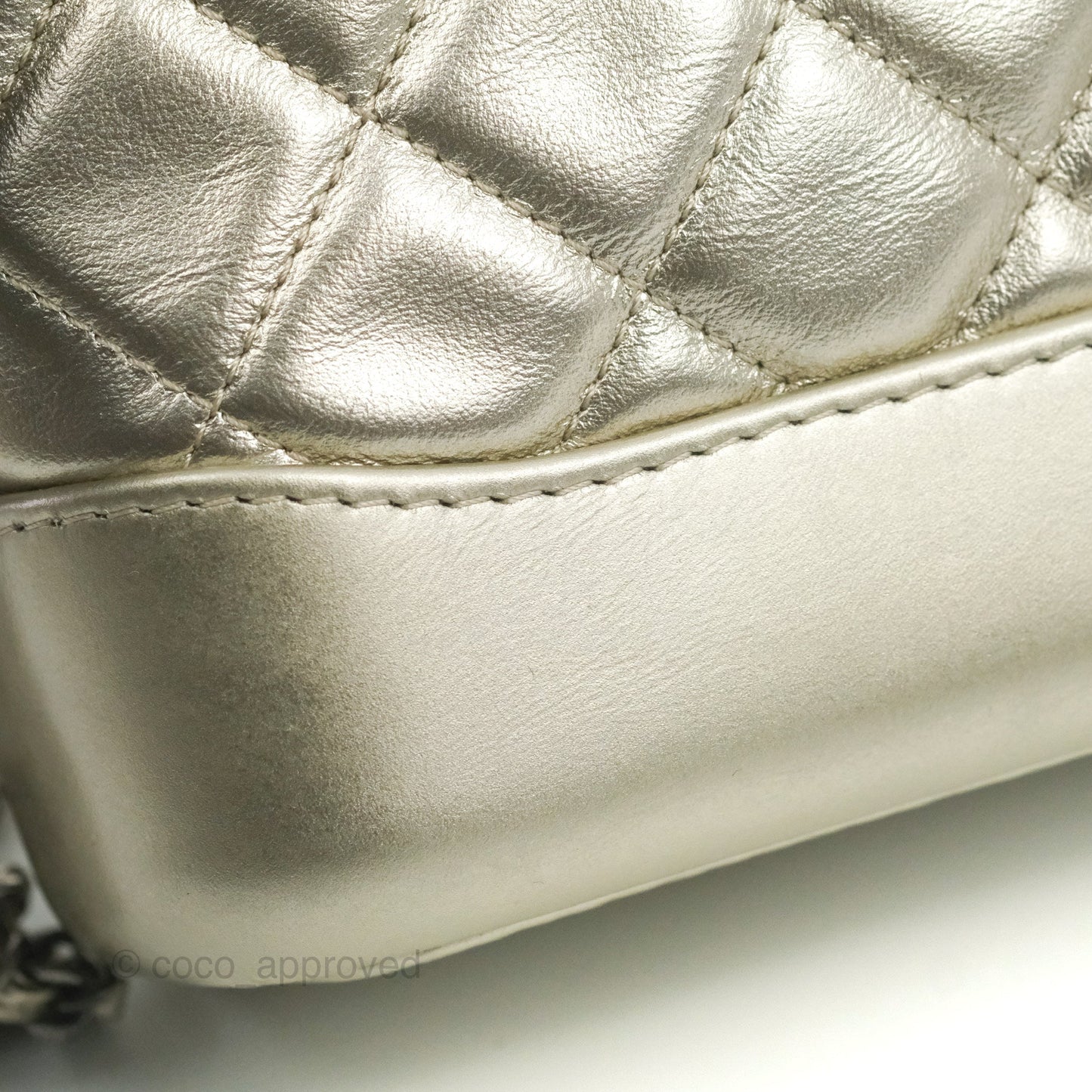 Chanel Quilted Small Gabrielle Hobo Metallic Pale Gold Aged Calfskin