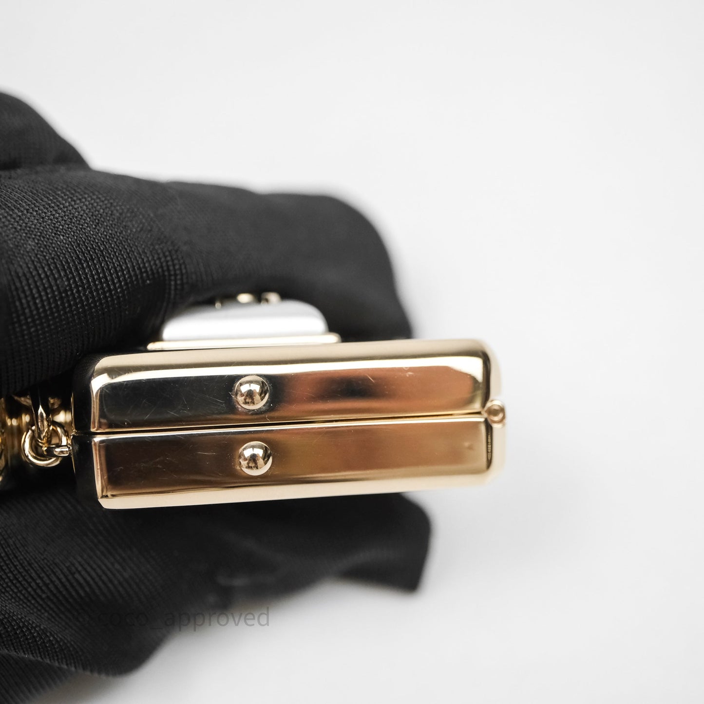 Chanel CC Pearl Perfume Bottle Locket Long Necklace Gold Tone 22S