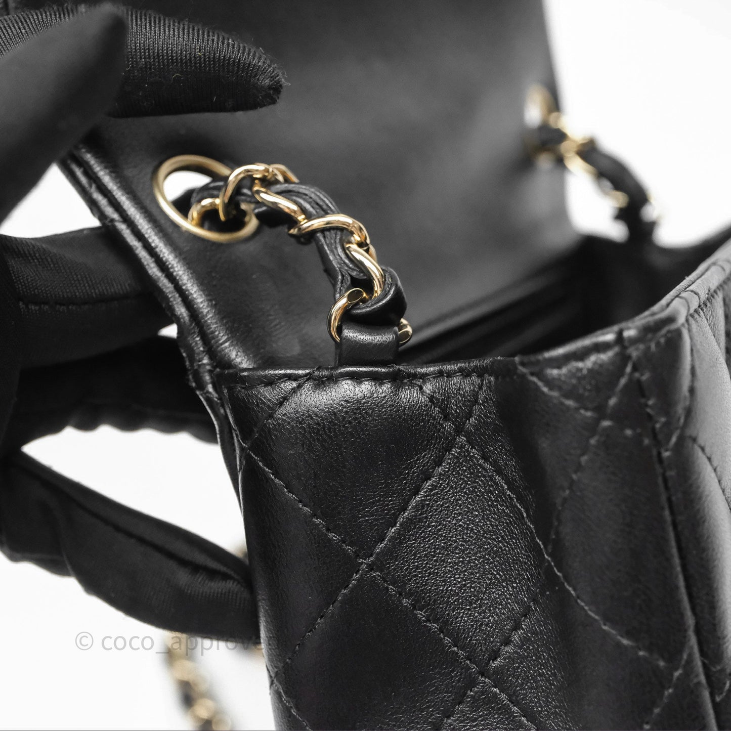 Chanel Mini Square Black Lambskin Gold Hardware