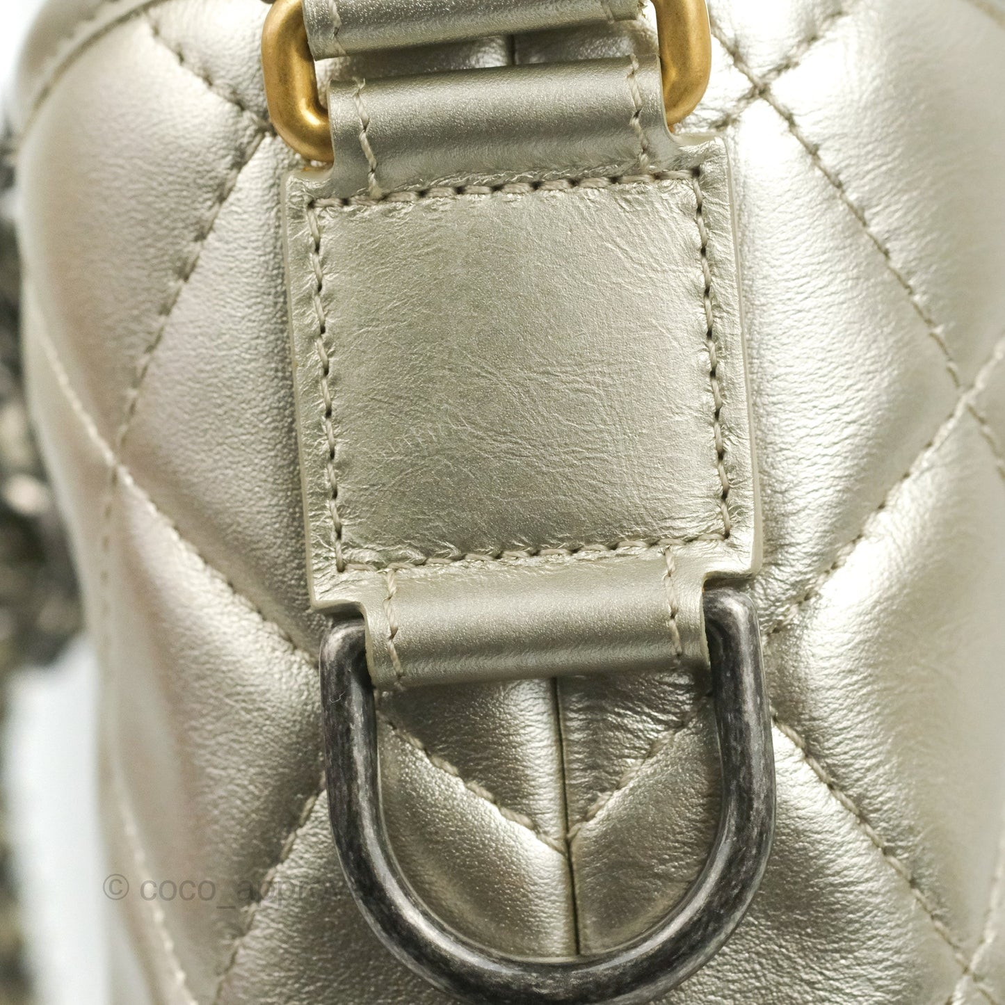 Chanel Quilted Small Gabrielle Hobo Metallic Pale Gold Aged Calfskin
