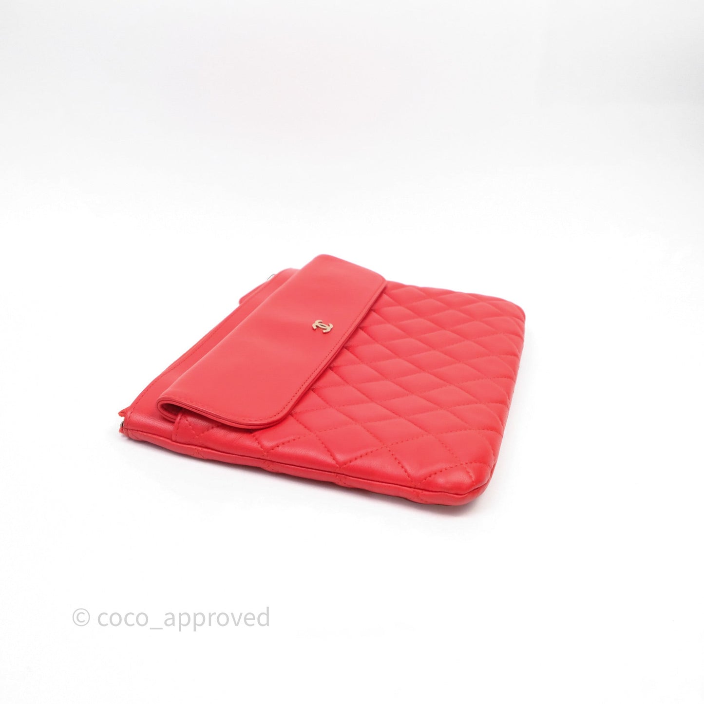 Chanel Flap O Case Clutch Red Lambskin Gold Hardware