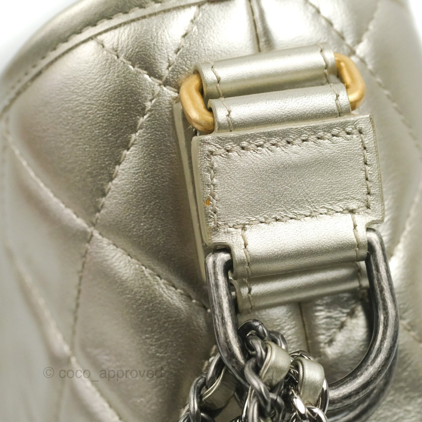 Chanel Quilted Small Gabrielle Hobo Metallic Pale Gold Aged Calfskin