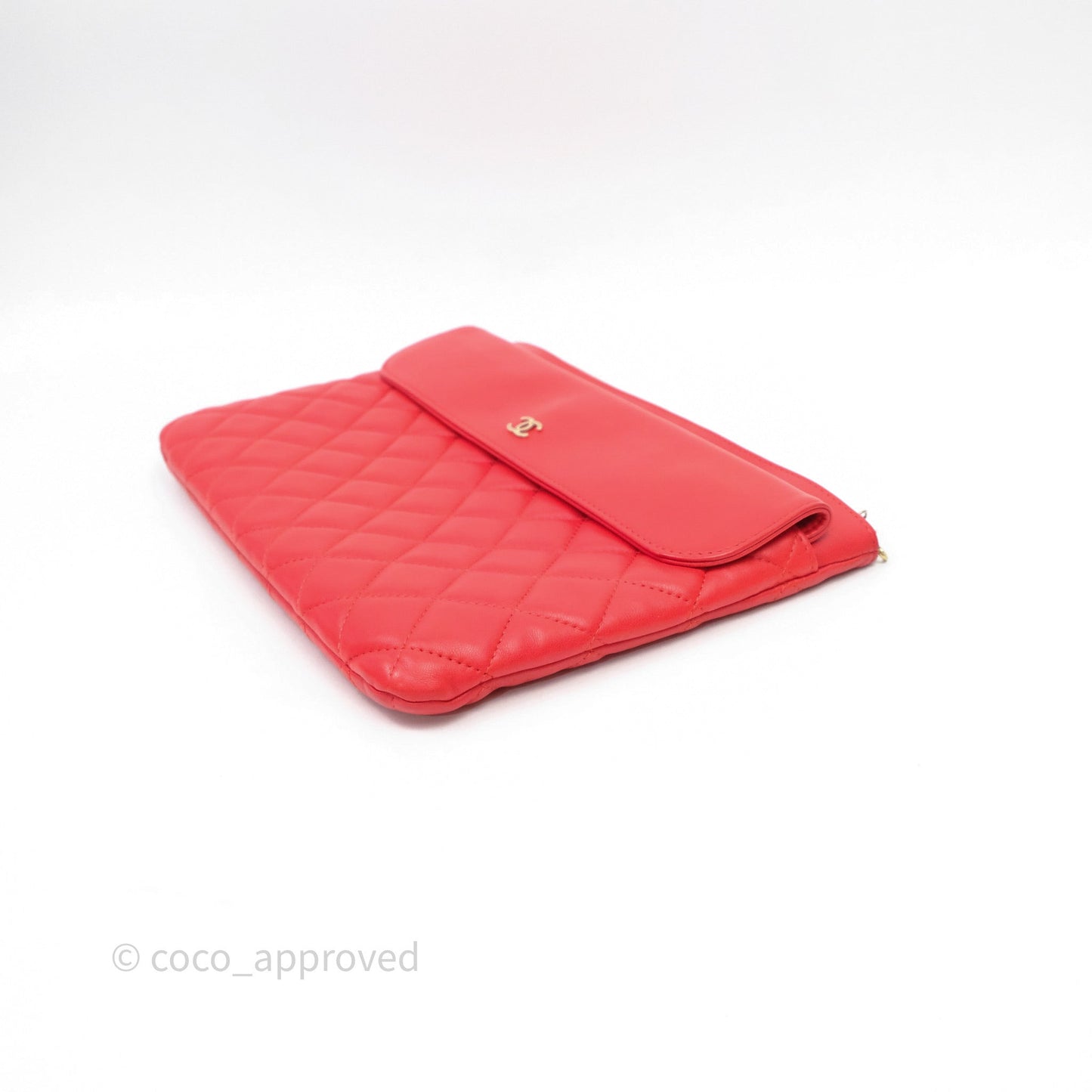 Chanel Flap O Case Clutch Red Lambskin Gold Hardware