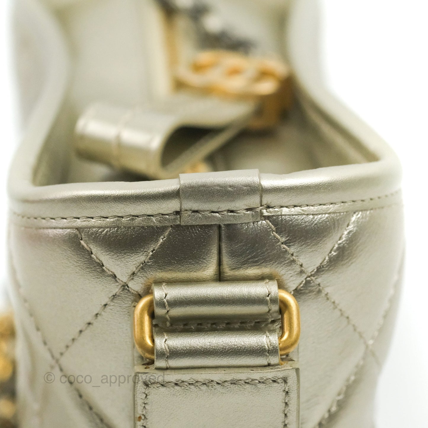 Chanel Quilted Small Gabrielle Hobo Metallic Pale Gold Aged Calfskin