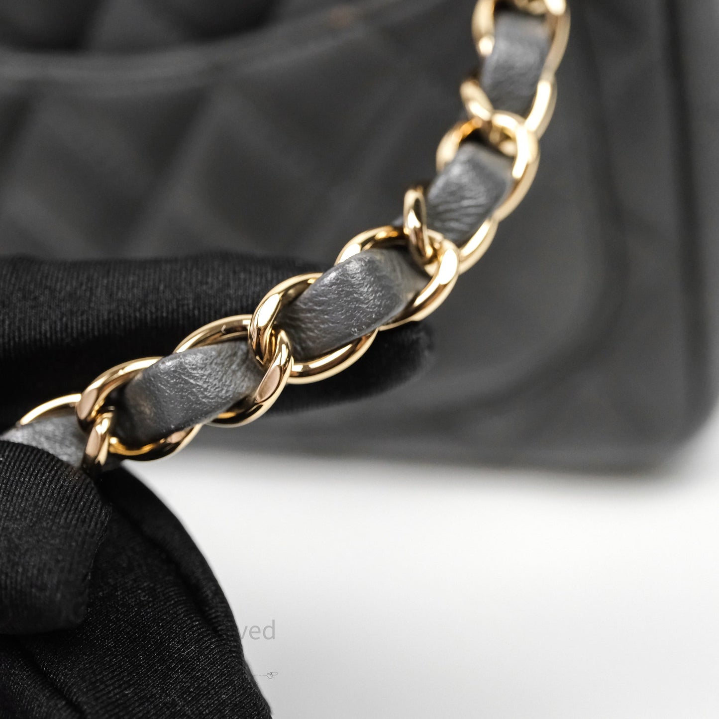 Chanel Mini Square Flap Quilted Grey Lambskin Gold Hardware