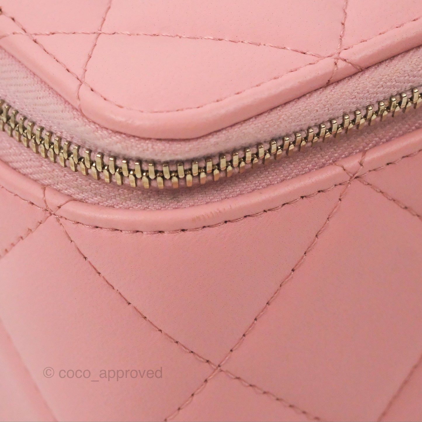 Chanel Resin Elegant Chain Vanity Case Pink Lambskin Gold Hardware