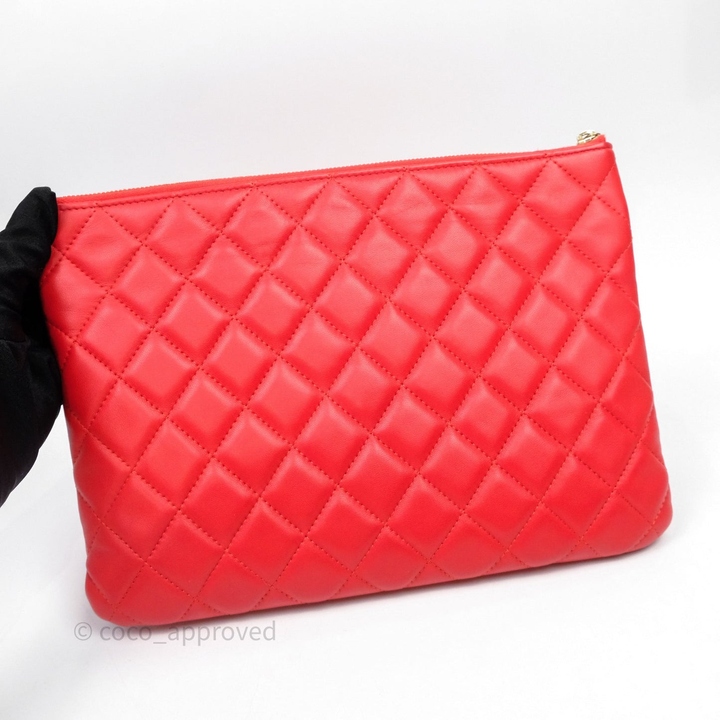 Chanel Flap O Case Clutch Red Lambskin Gold Hardware