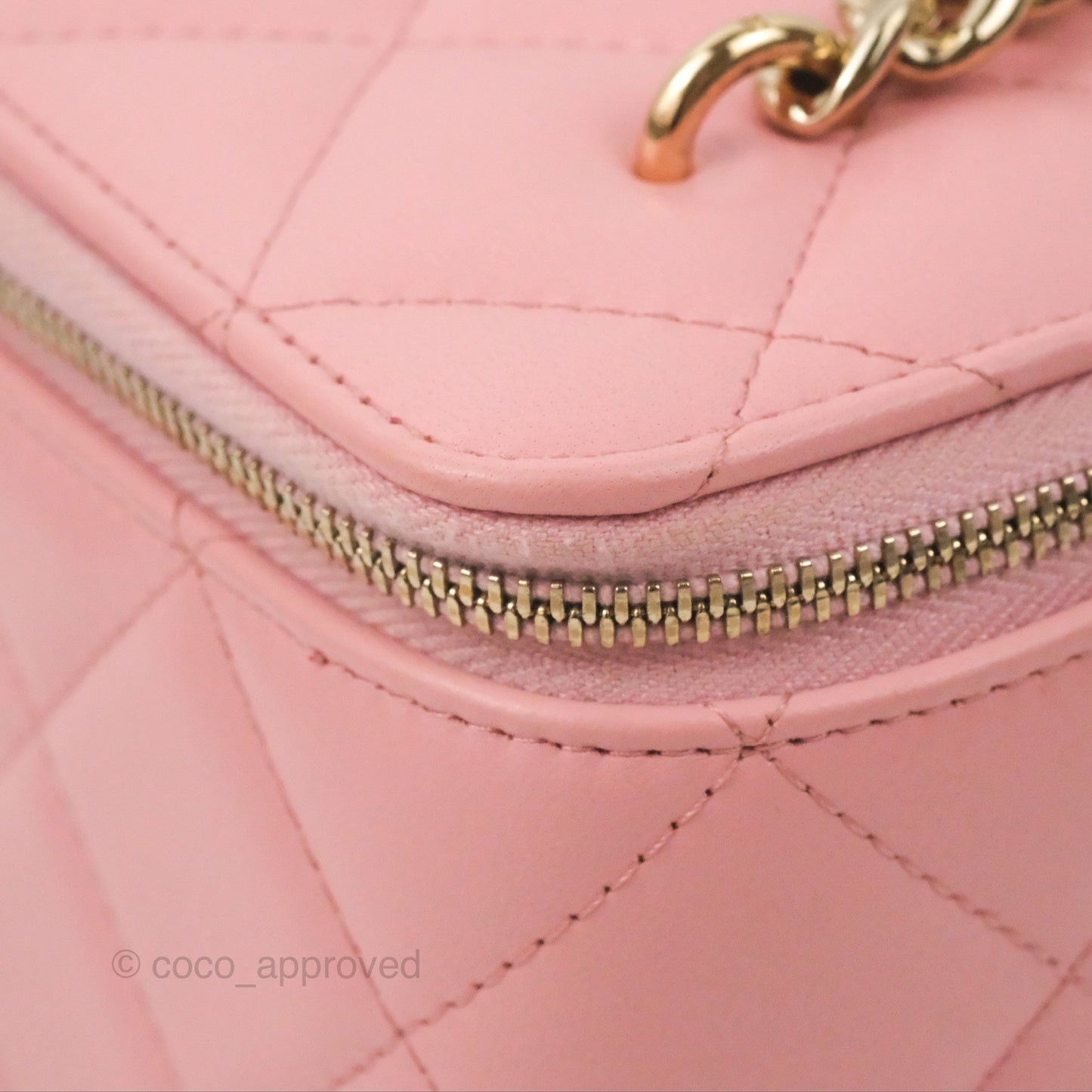 Chanel Resin Elegant Chain Vanity Case Pink Lambskin Gold Hardware