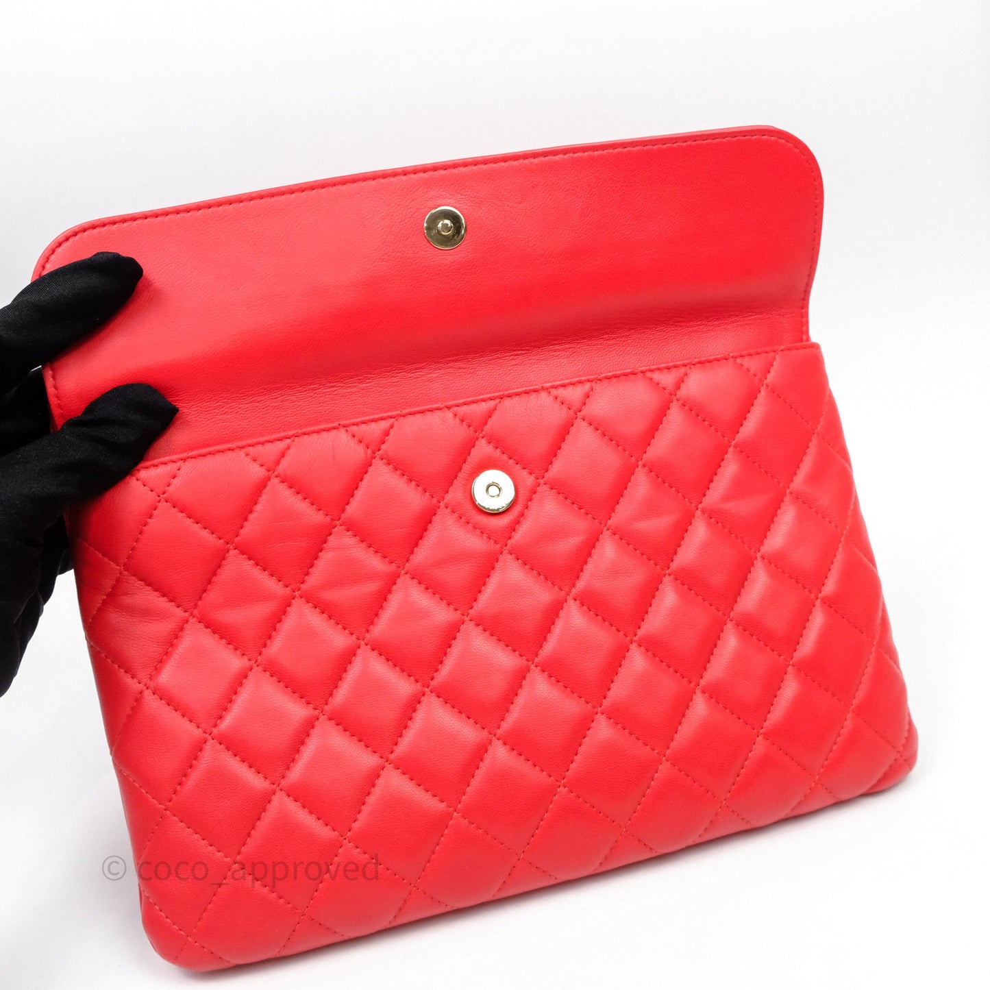 Chanel Flap O Case Clutch Red Lambskin Gold Hardware