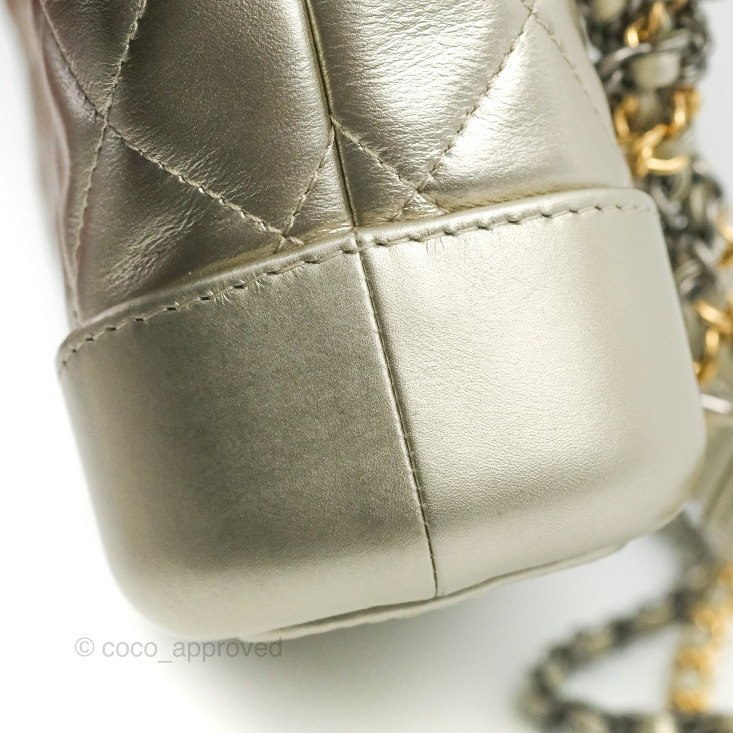 Chanel Quilted Small Gabrielle Hobo Metallic Pale Gold Aged Calfskin