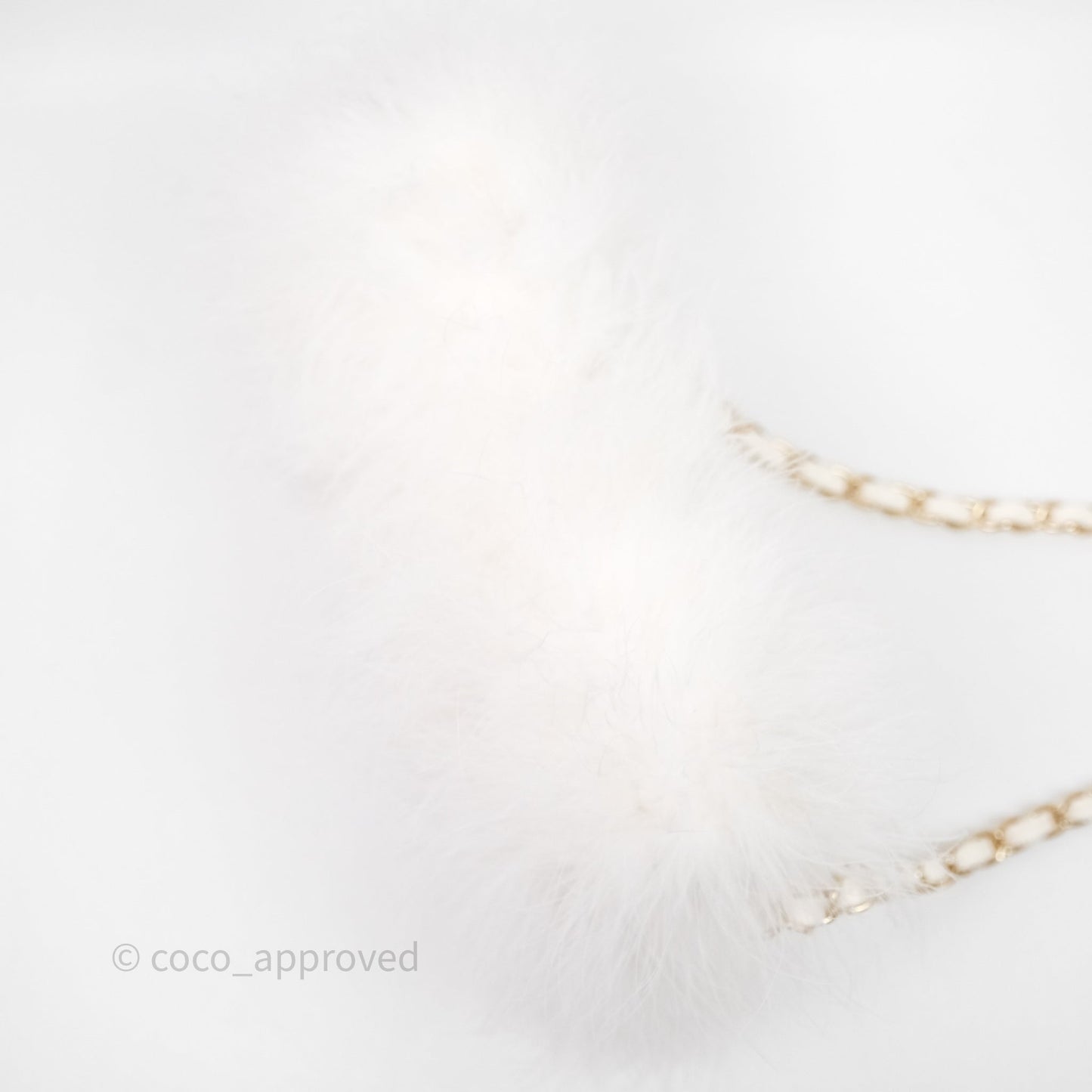 Chanel Quilted Fur Flap Bag White Gold Hardware