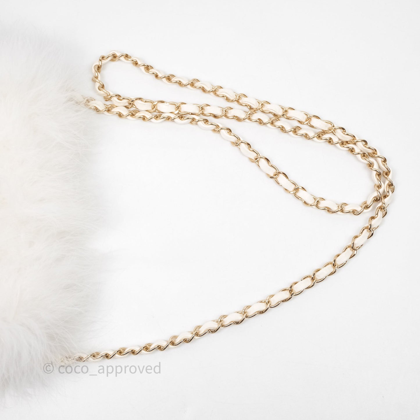 Chanel Quilted Fur Flap Bag White Gold Hardware