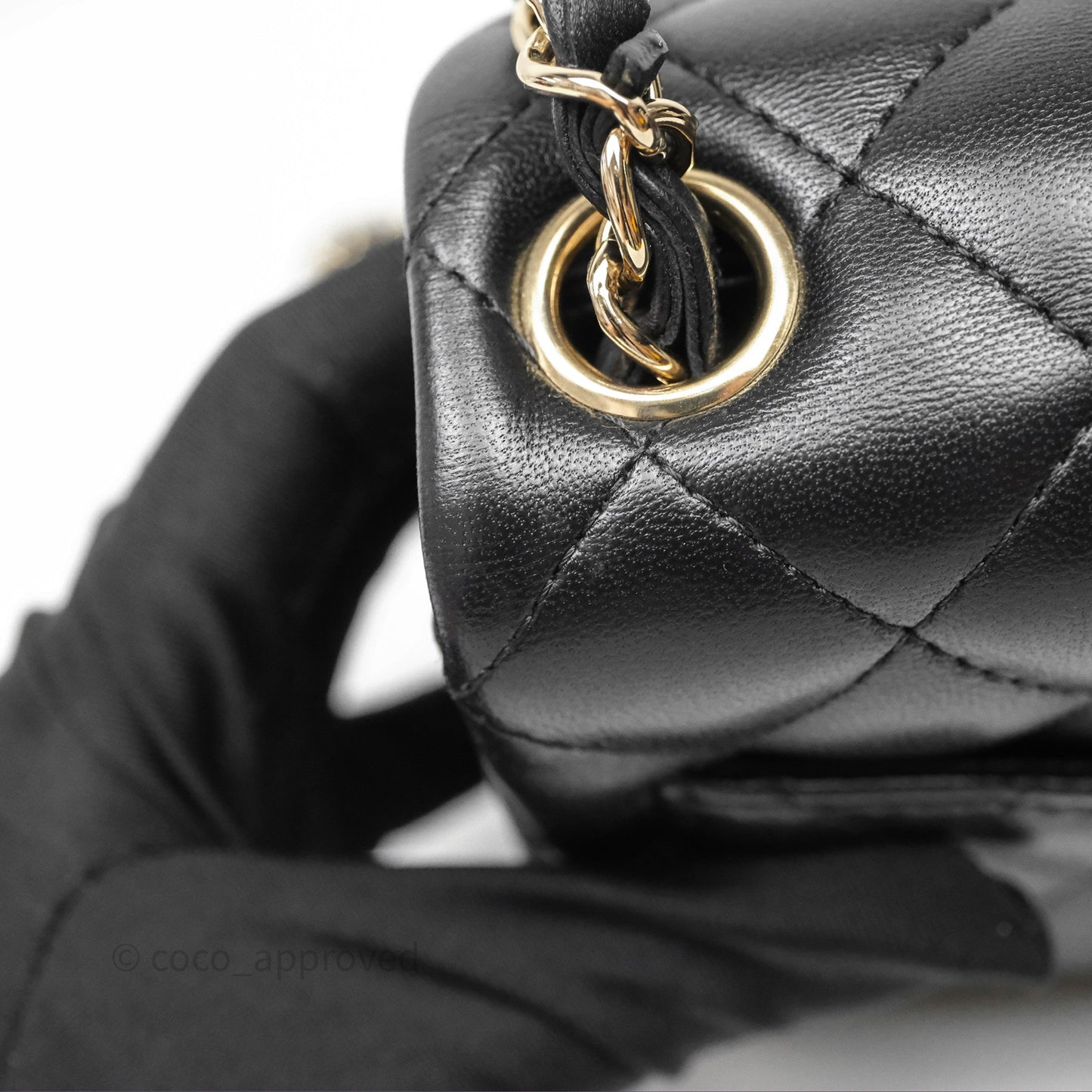 Chanel Mini Square Black Lambskin Gold Hardware