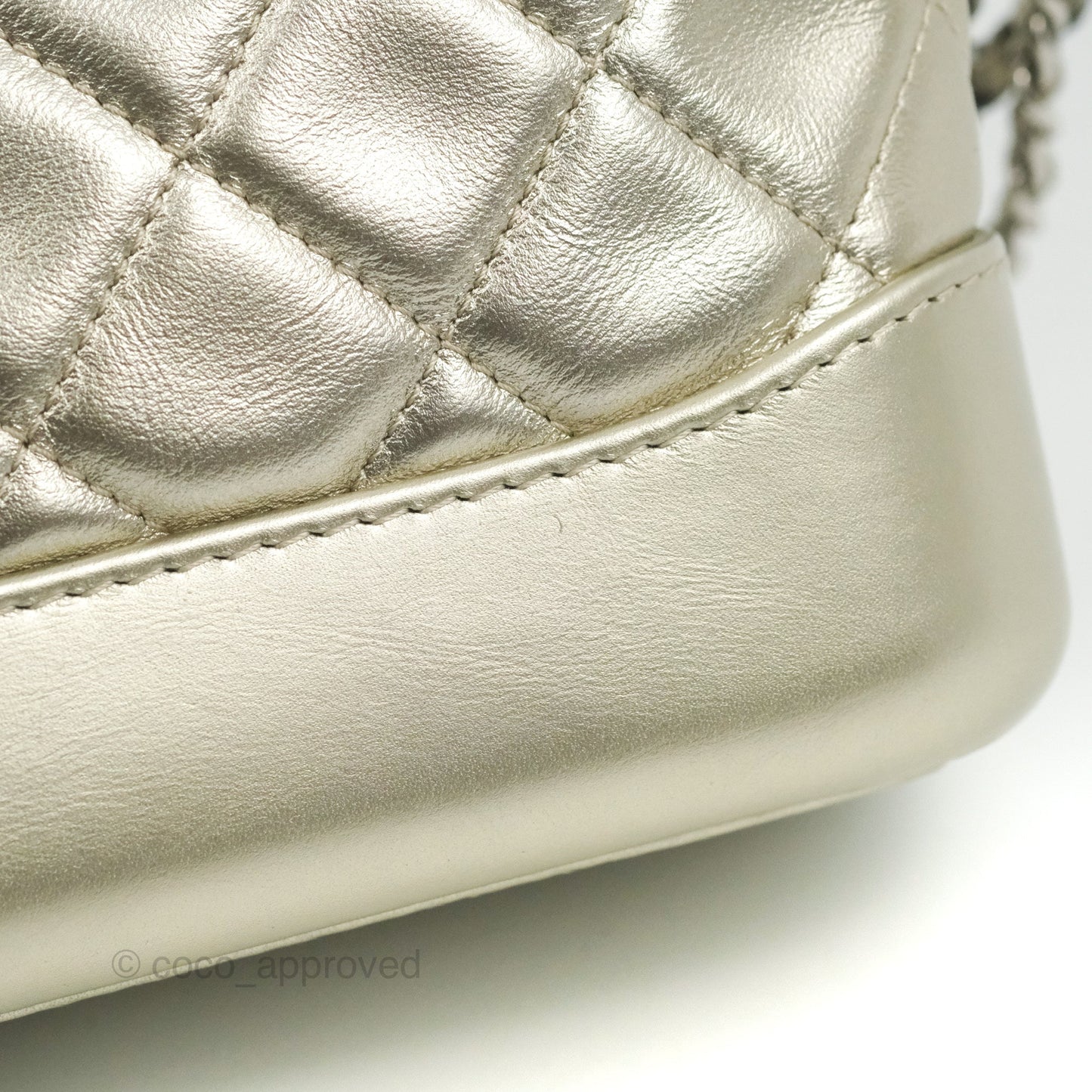Chanel Quilted Small Gabrielle Hobo Metallic Pale Gold Aged Calfskin