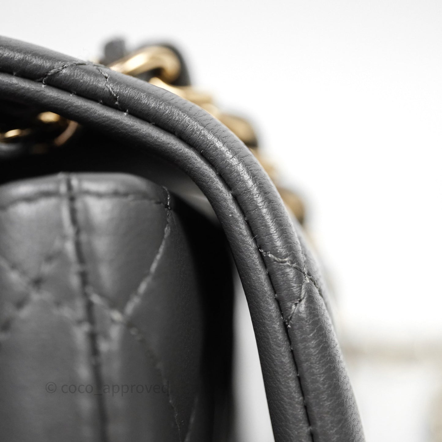 Chanel Mini Square Flap Quilted Grey Lambskin Gold Hardware