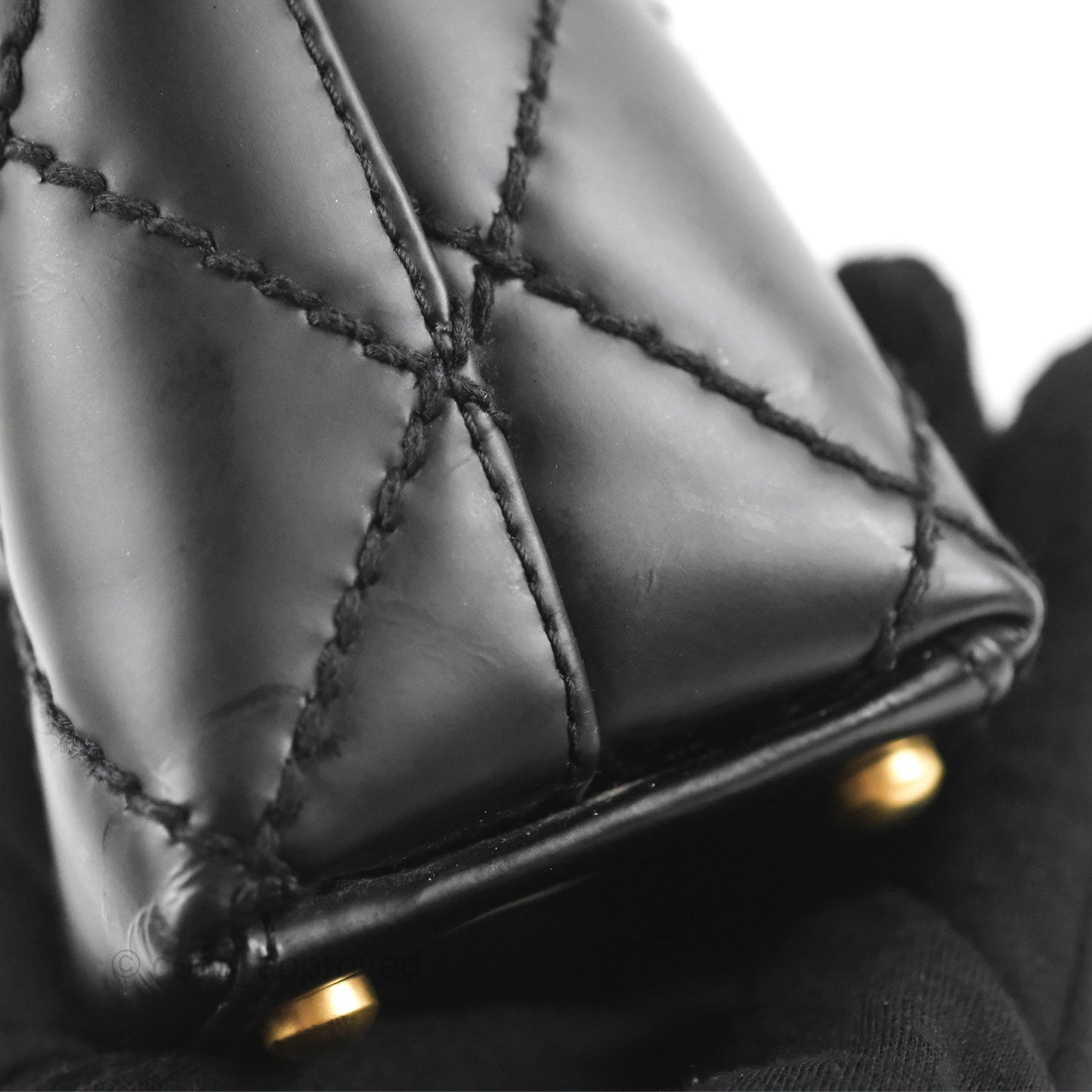 Chanel Vintage Quilted CC Tote Bag Matte Black Calfskin Gold Hardware