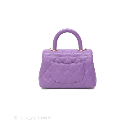 Chanel Mini Coco Handle Quilted Purple Caviar Gold Hardware