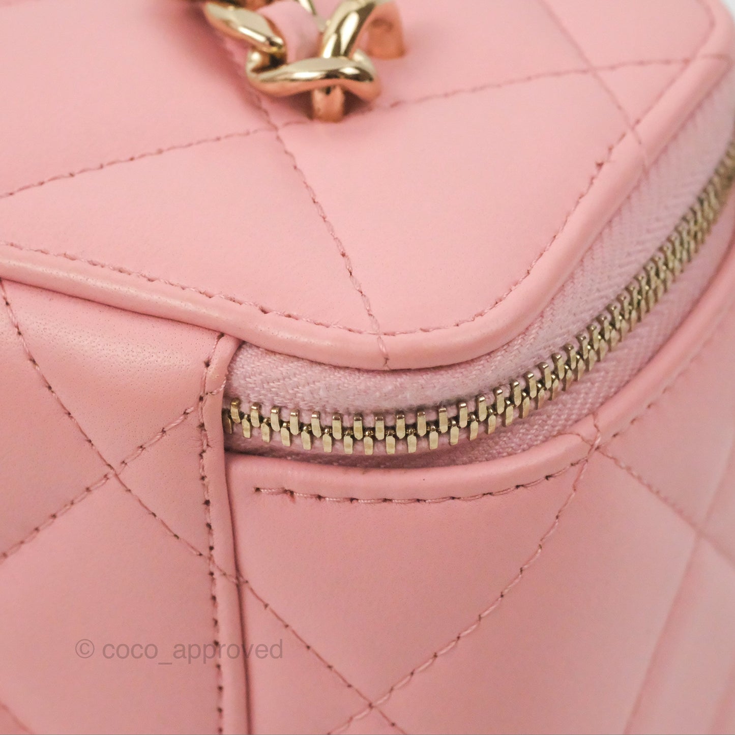 Chanel Resin Elegant Chain Vanity Case Pink Lambskin Gold Hardware