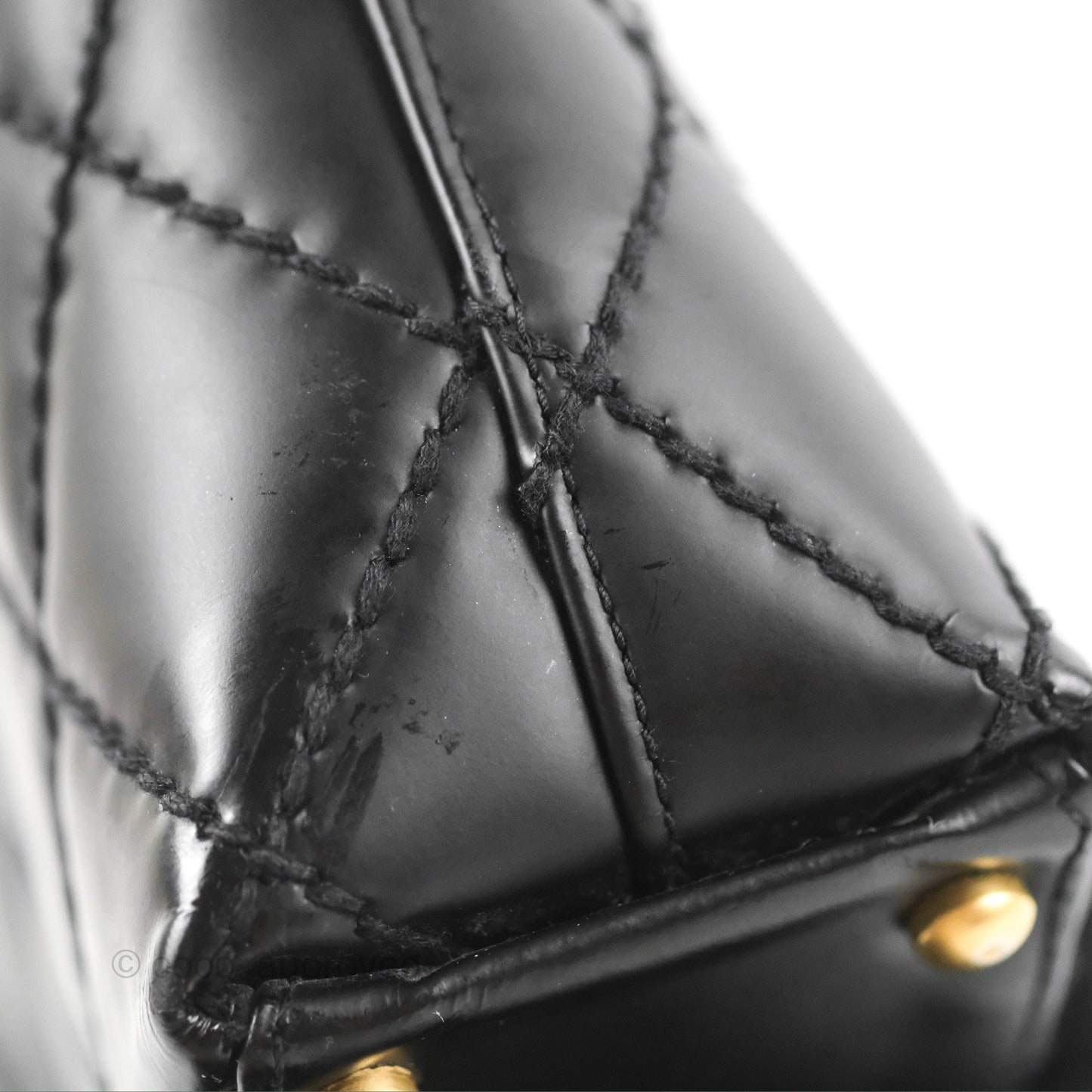 Chanel Vintage Quilted CC Tote Bag Matte Black Calfskin Gold Hardware