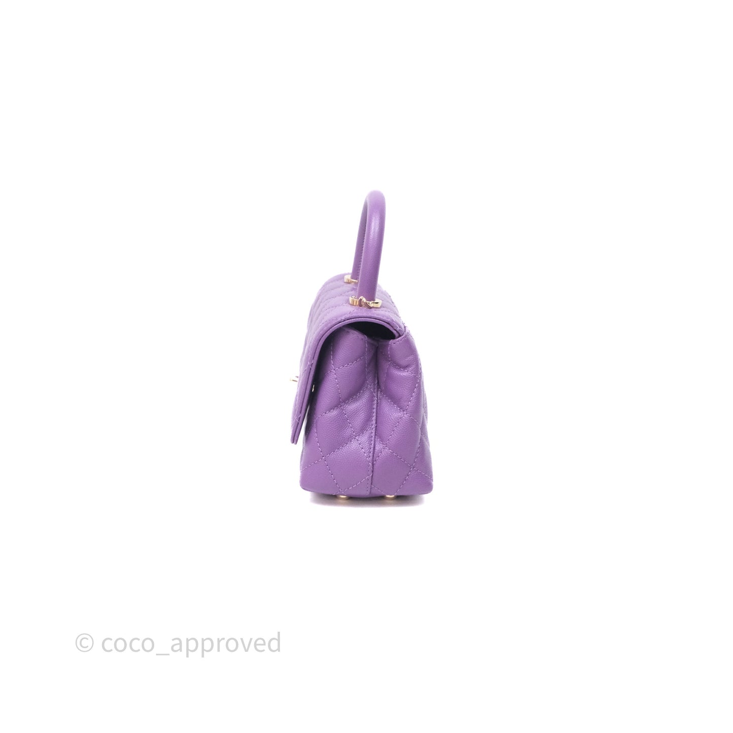 Chanel Mini Coco Handle Quilted Purple Caviar Gold Hardware