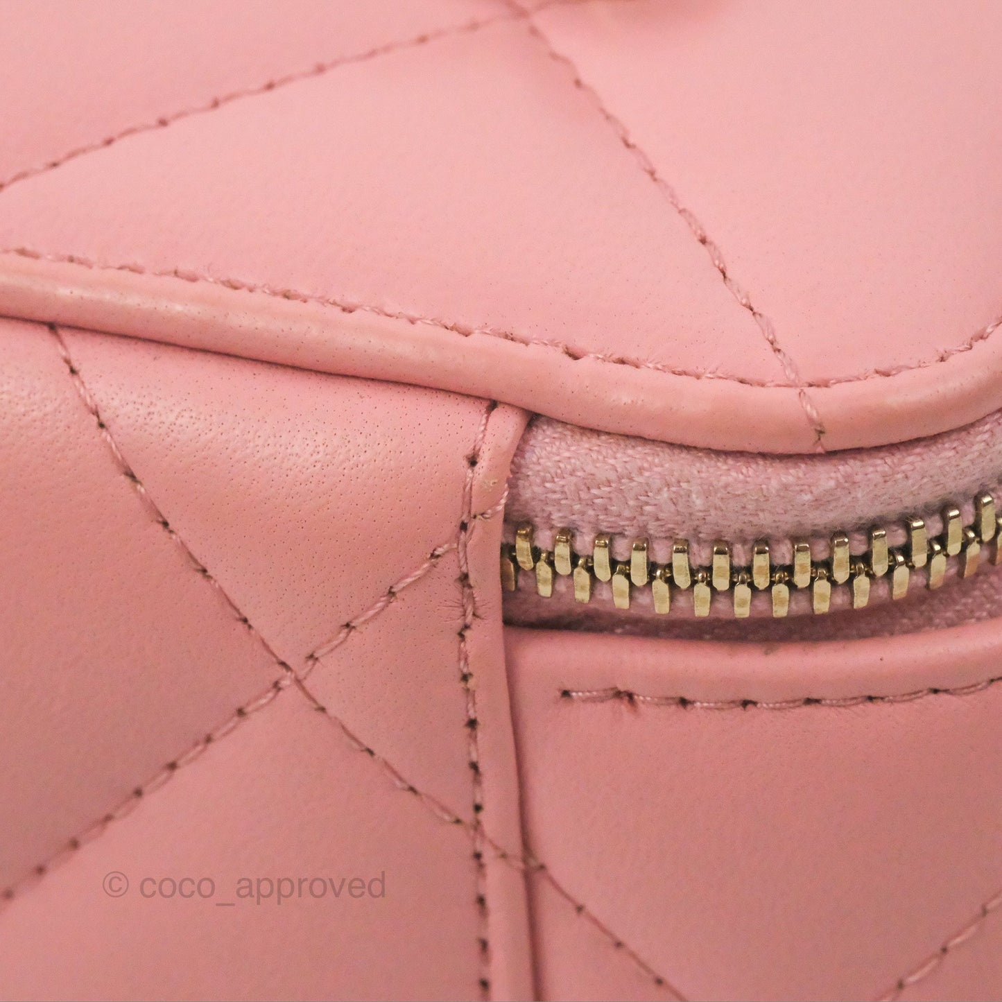 Chanel Resin Elegant Chain Vanity Case Pink Lambskin Gold Hardware