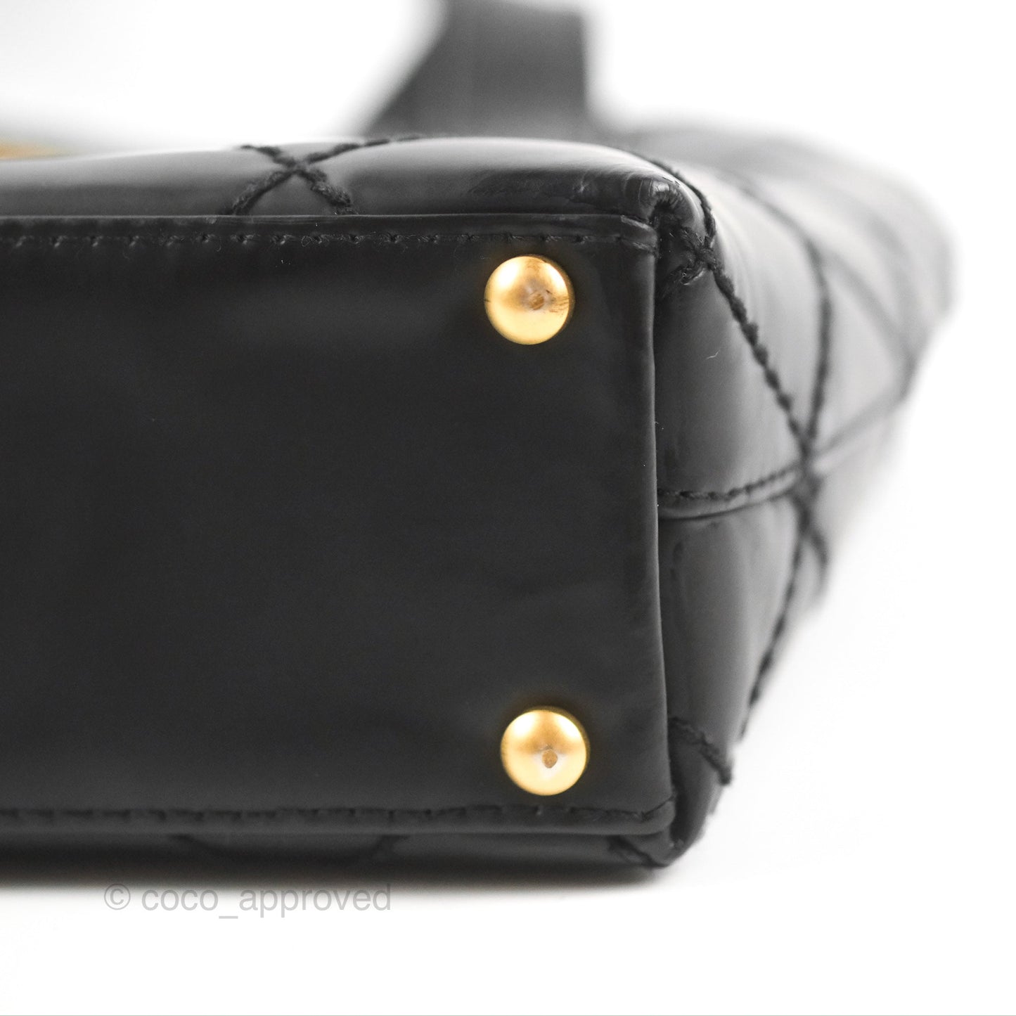 Chanel Vintage Quilted CC Tote Bag Matte Black Calfskin Gold Hardware