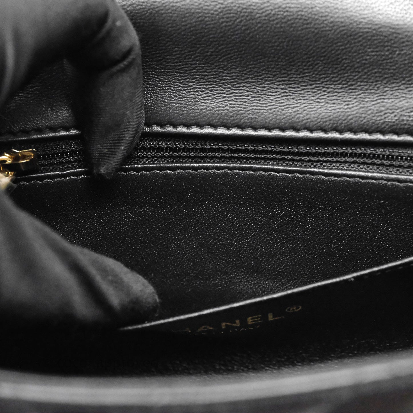 Chanel Mini Square Black Lambskin Gold Hardware