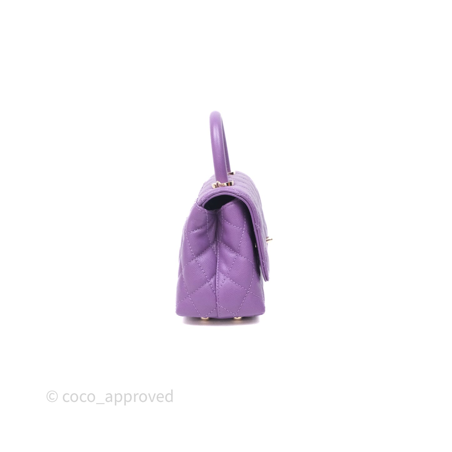 Chanel Mini Coco Handle Quilted Purple Caviar Gold Hardware
