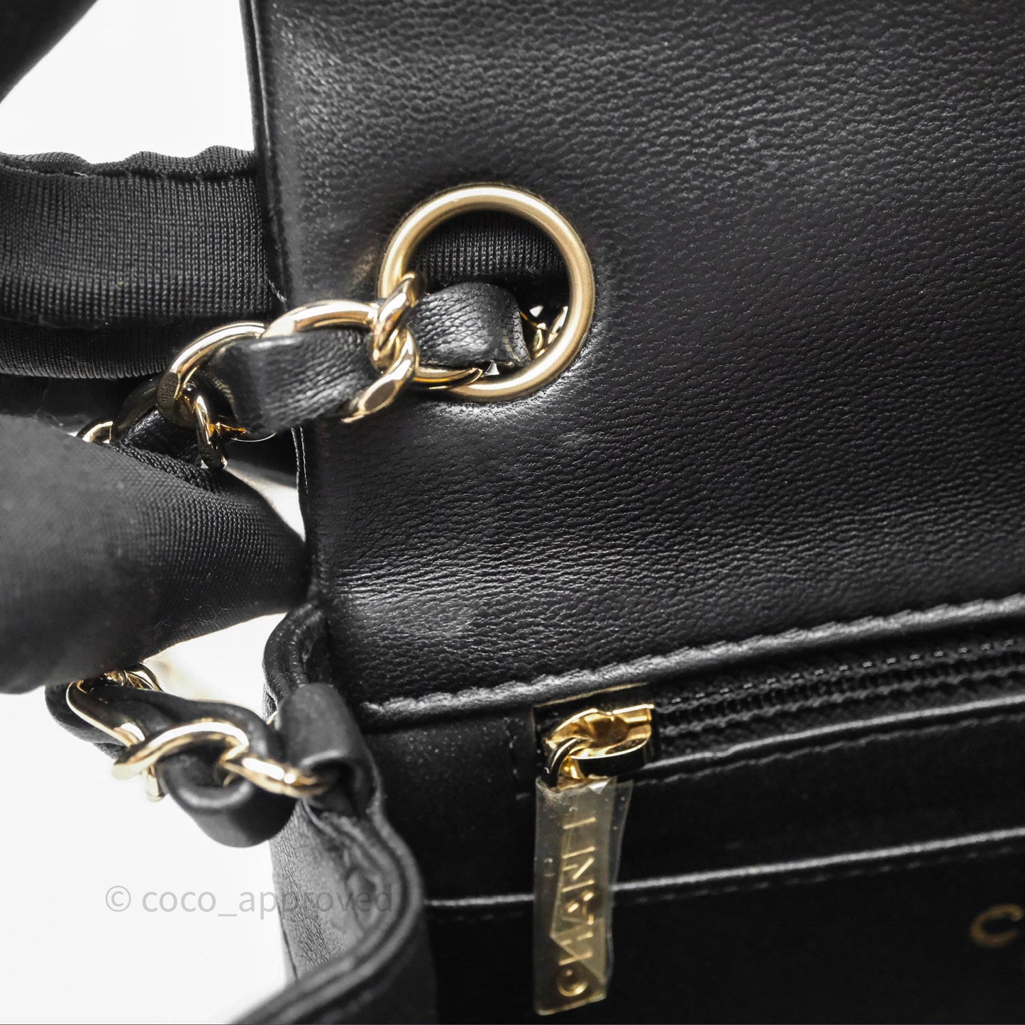 Chanel Mini Square Black Lambskin Gold Hardware
