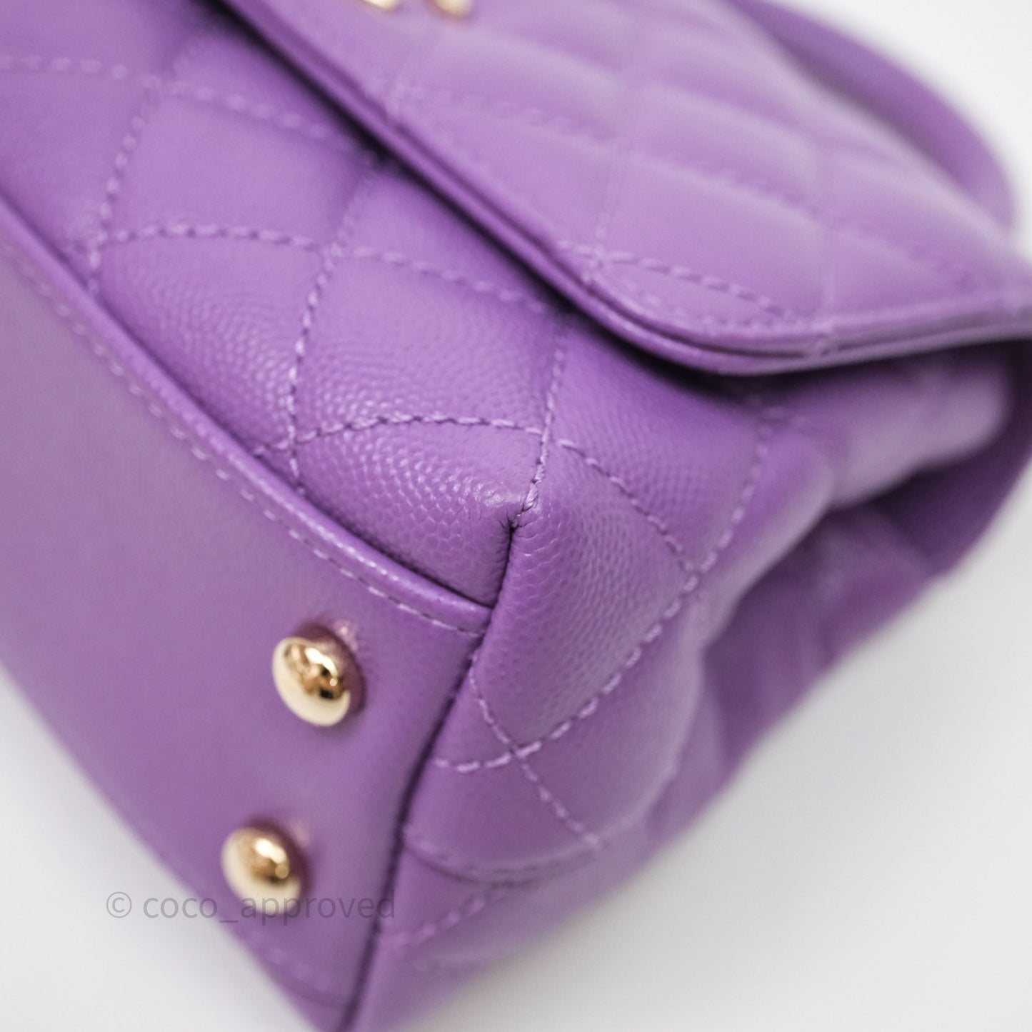 Chanel Mini Coco Handle Quilted Purple Caviar Gold Hardware