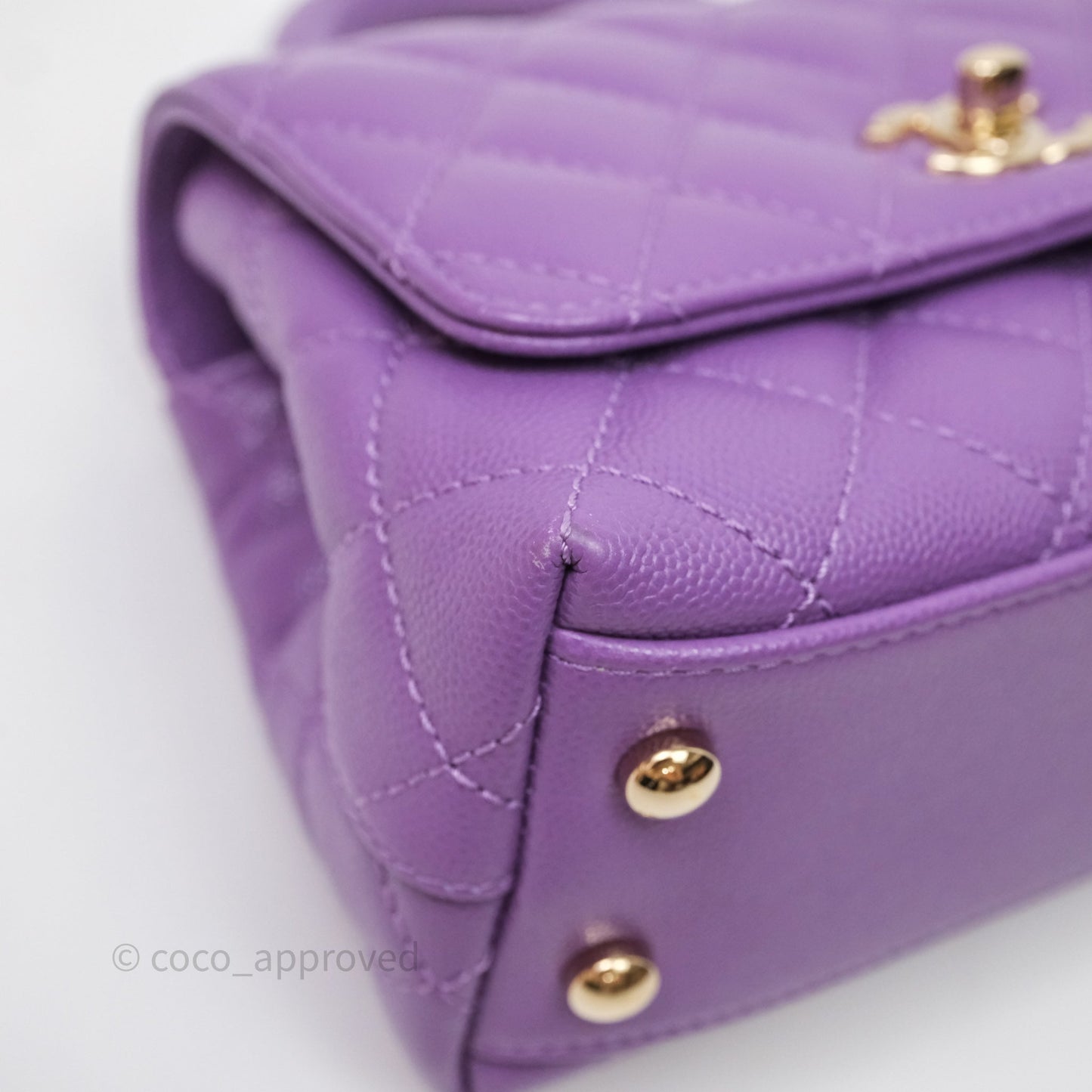 Chanel Mini Coco Handle Quilted Purple Caviar Gold Hardware