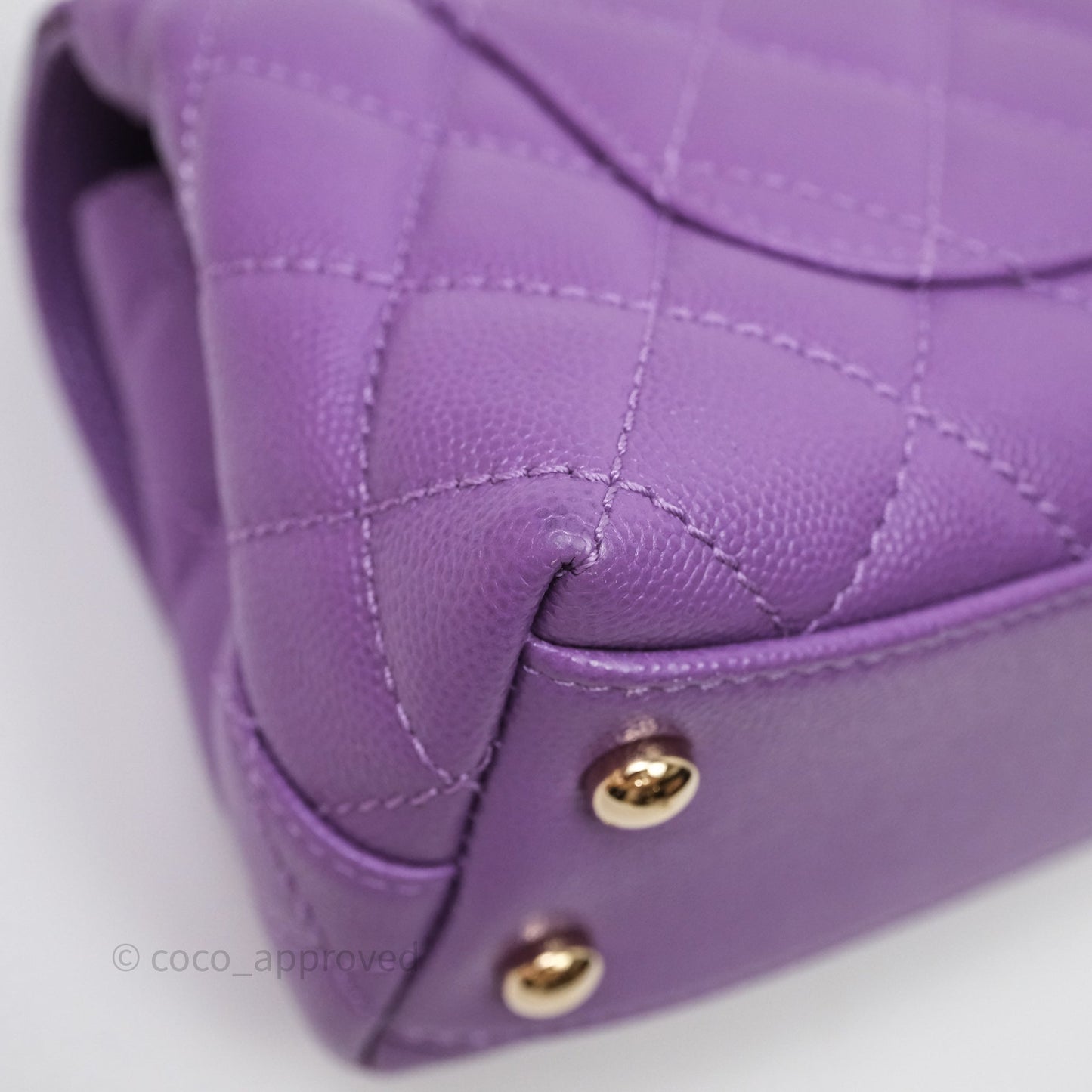 Chanel Mini Coco Handle Quilted Purple Caviar Gold Hardware