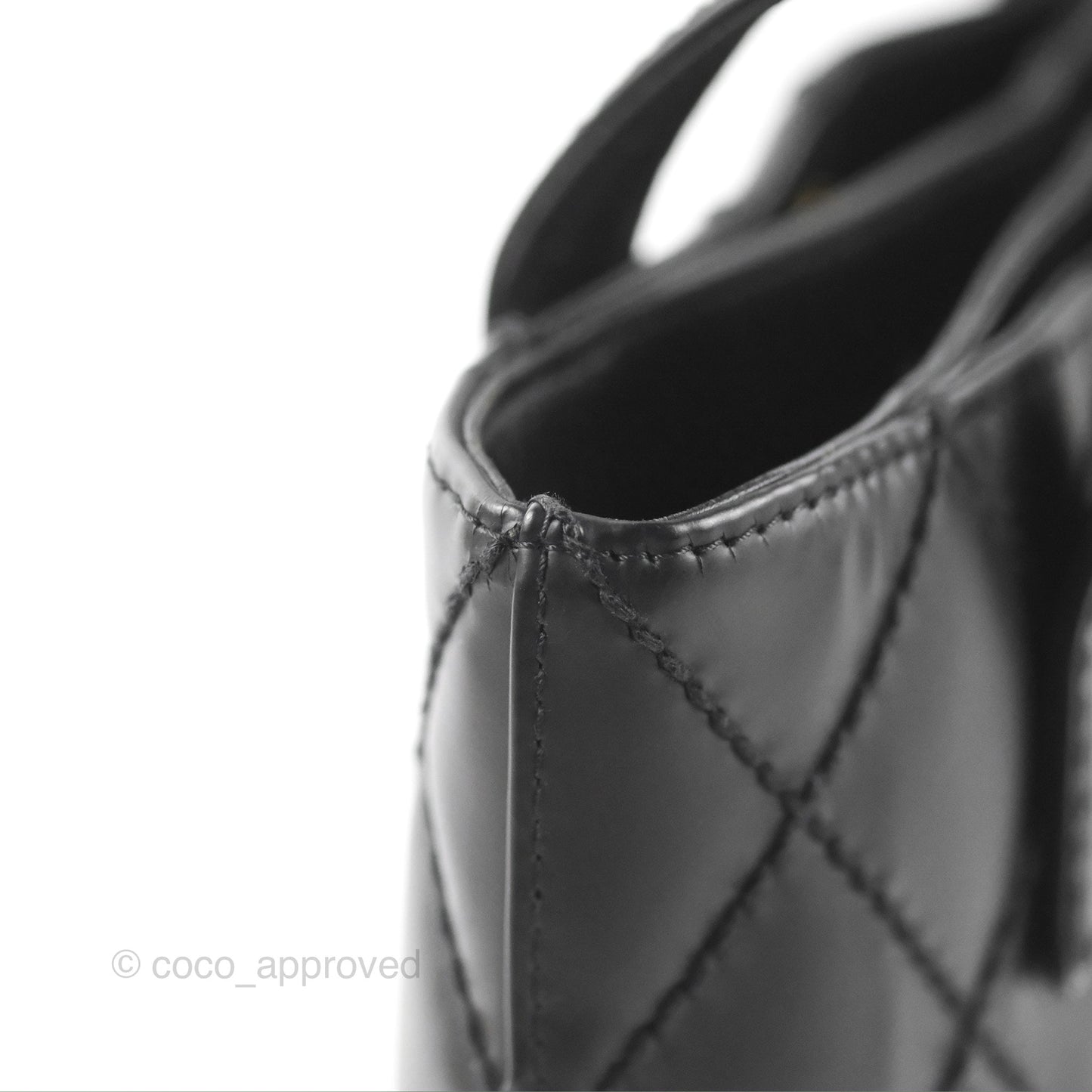 Chanel Vintage Quilted CC Tote Bag Matte Black Calfskin Gold Hardware