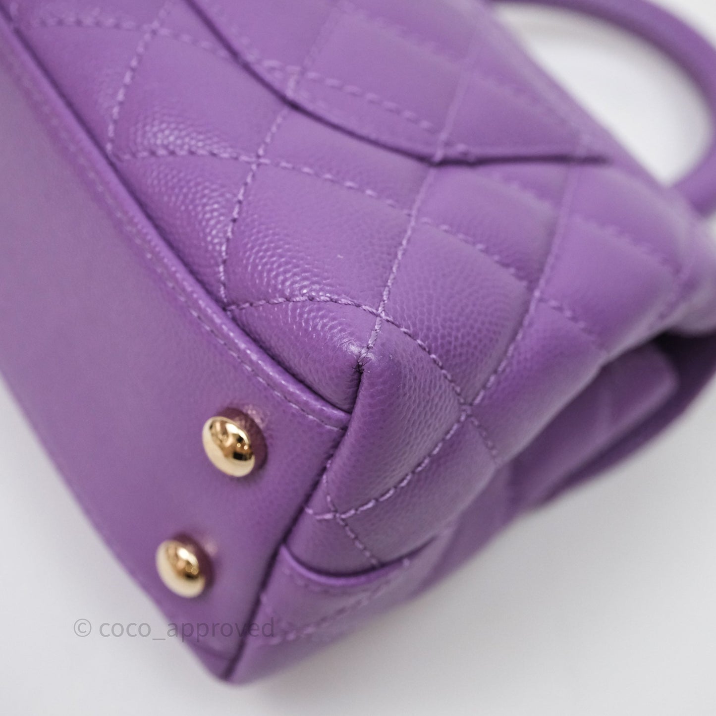 Chanel Mini Coco Handle Quilted Purple Caviar Gold Hardware