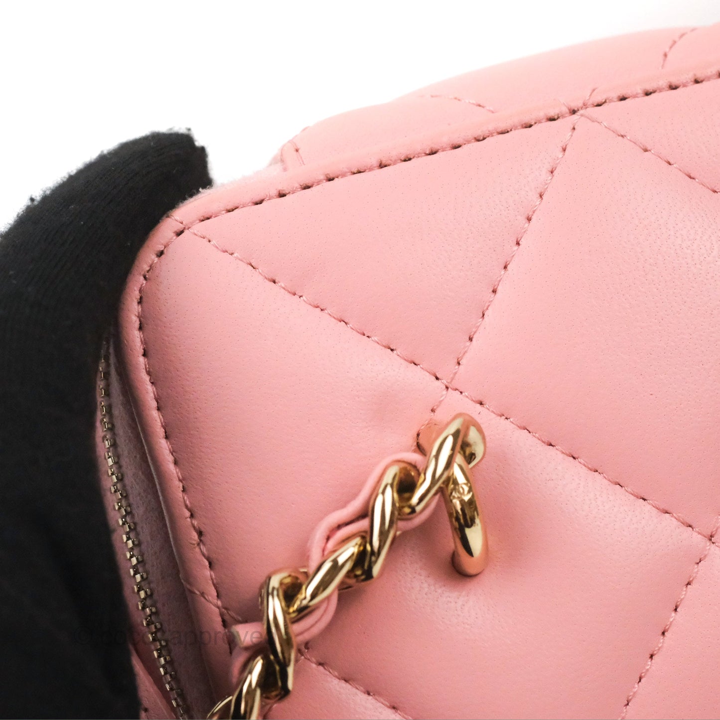 Chanel Resin Elegant Chain Vanity Case Pink Lambskin Gold Hardware