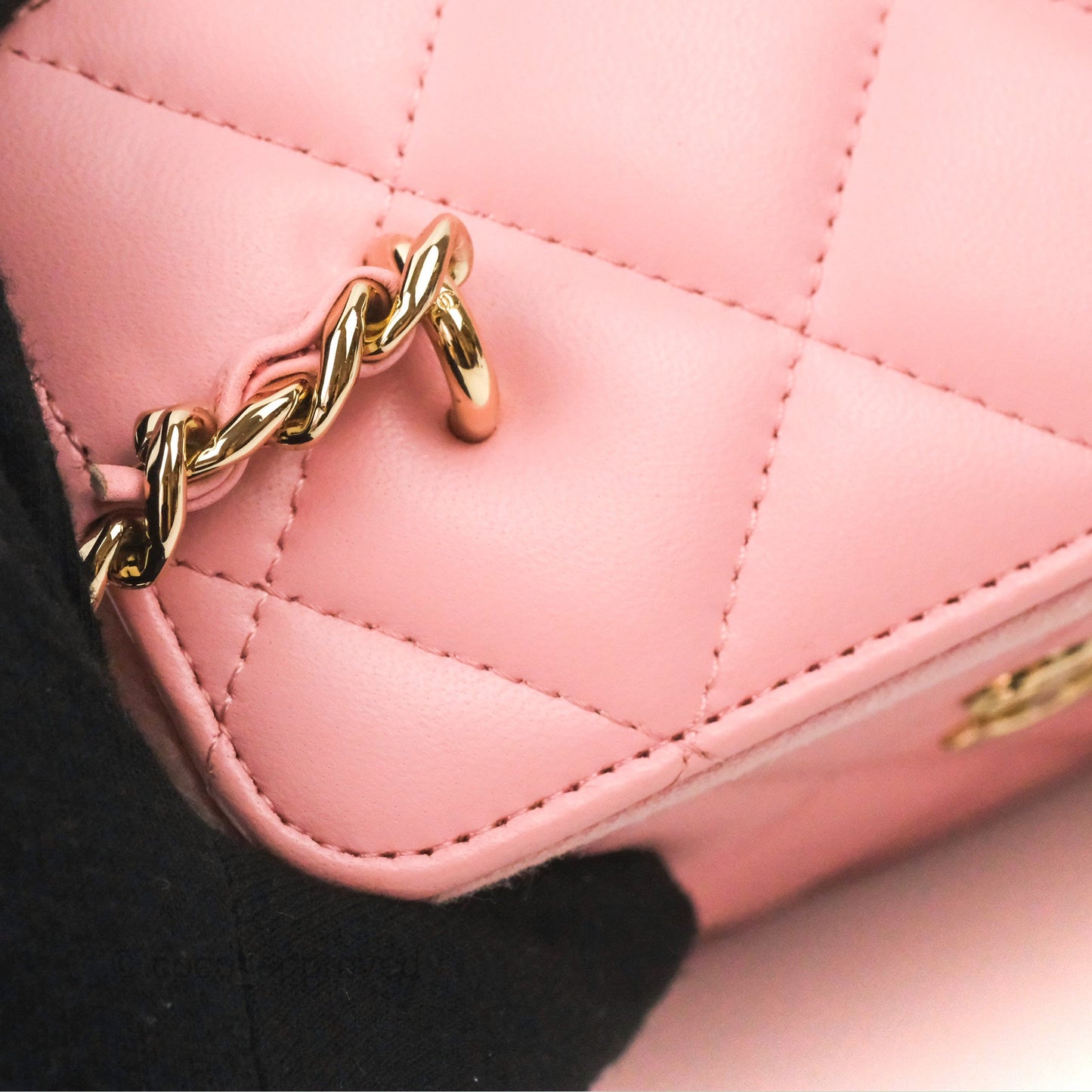 Chanel Resin Elegant Chain Vanity Case Pink Lambskin Gold Hardware
