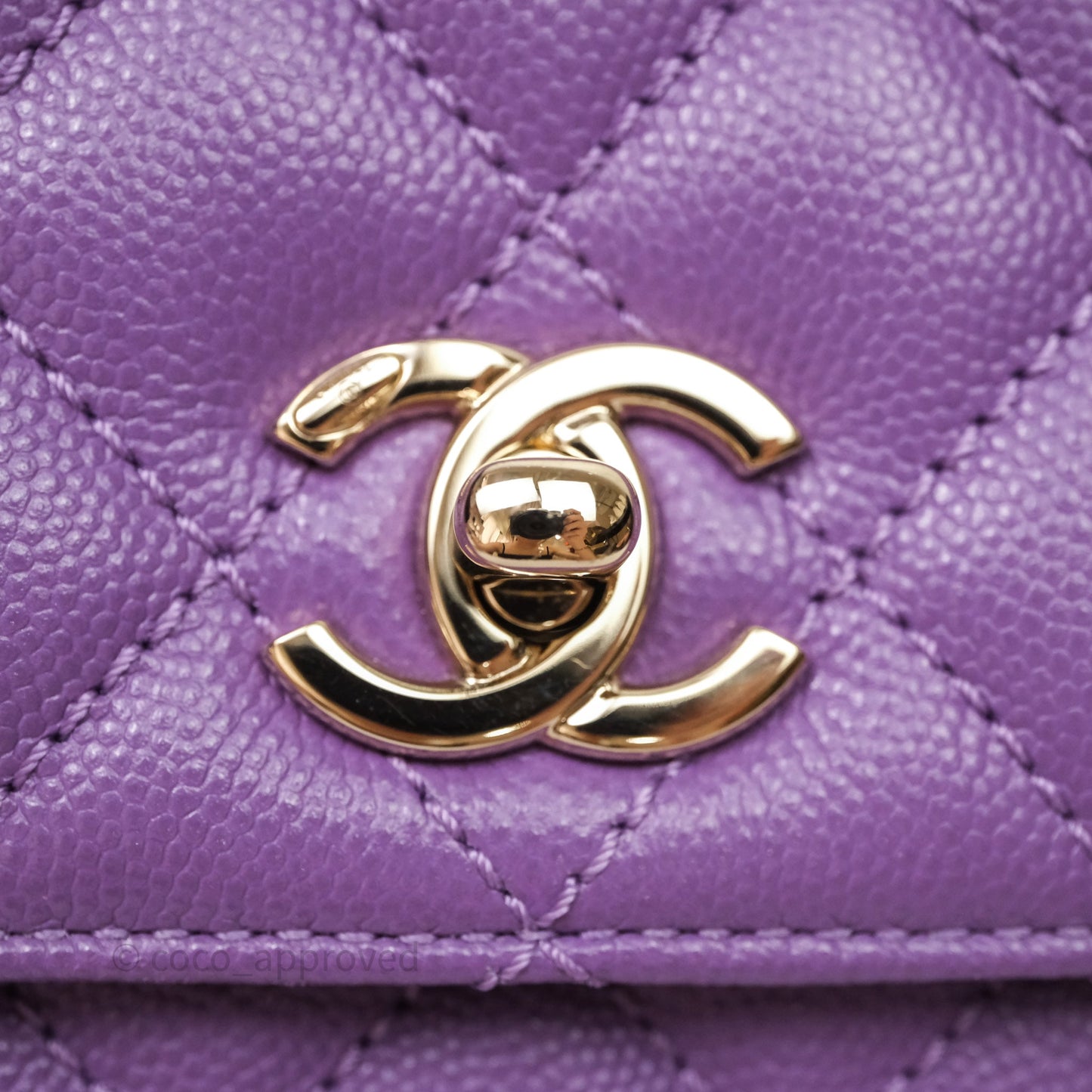 Chanel Mini Coco Handle Quilted Purple Caviar Gold Hardware