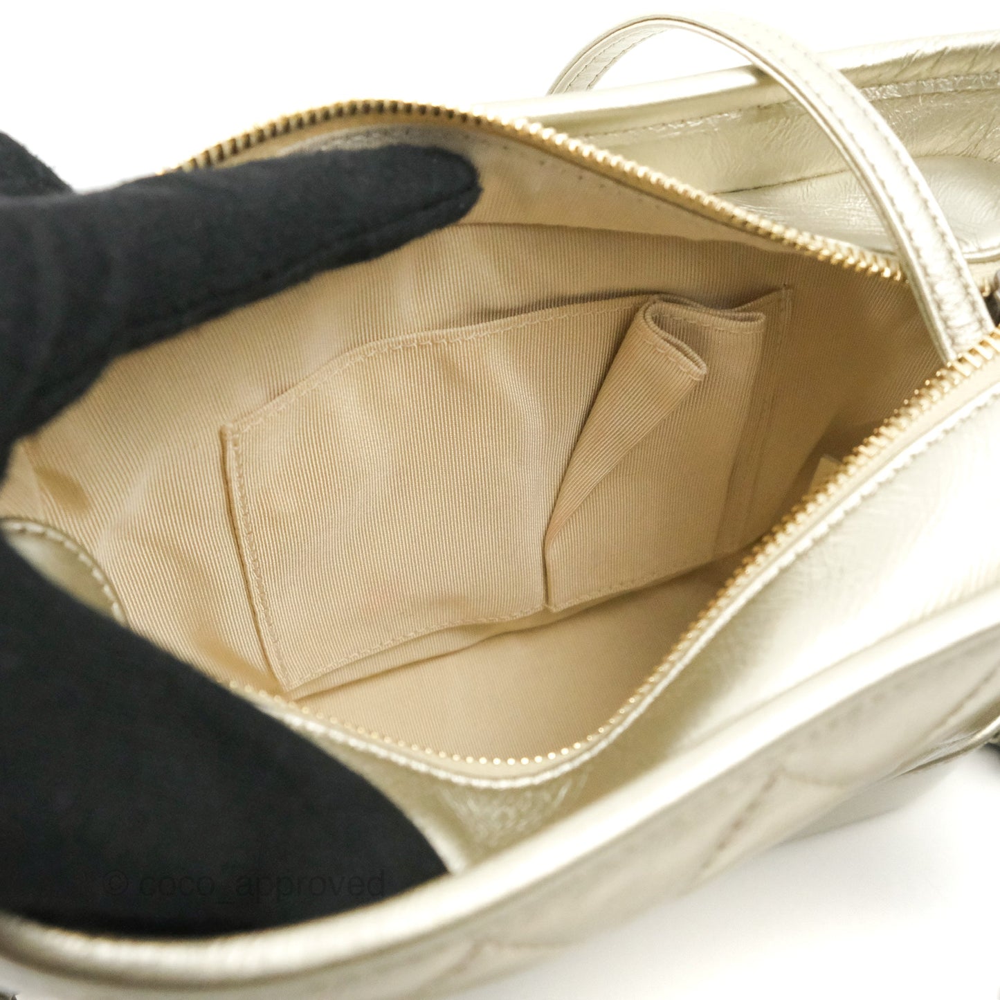 Chanel Quilted Small Gabrielle Hobo Metallic Pale Gold Aged Calfskin