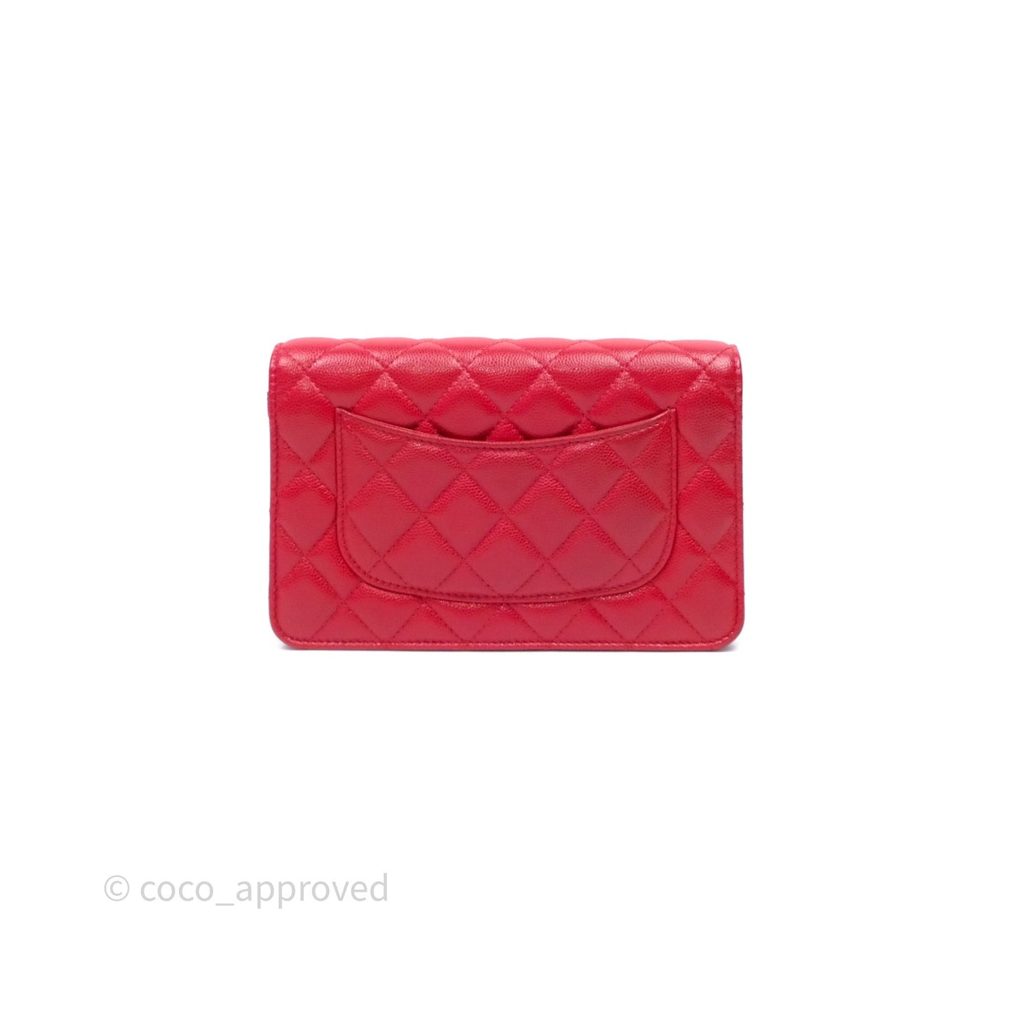 Chanel Quilted Classic Wallet on Chain WOC Red Caviar Gold Hardware