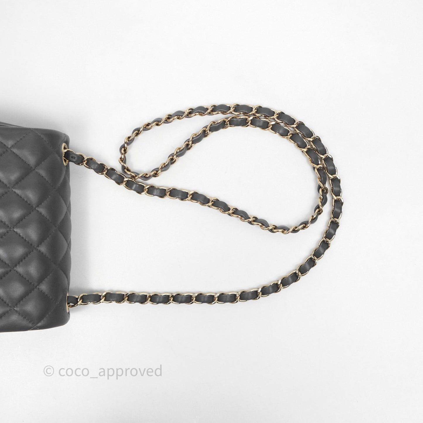 Chanel Mini Square Flap Quilted Grey Lambskin Gold Hardware