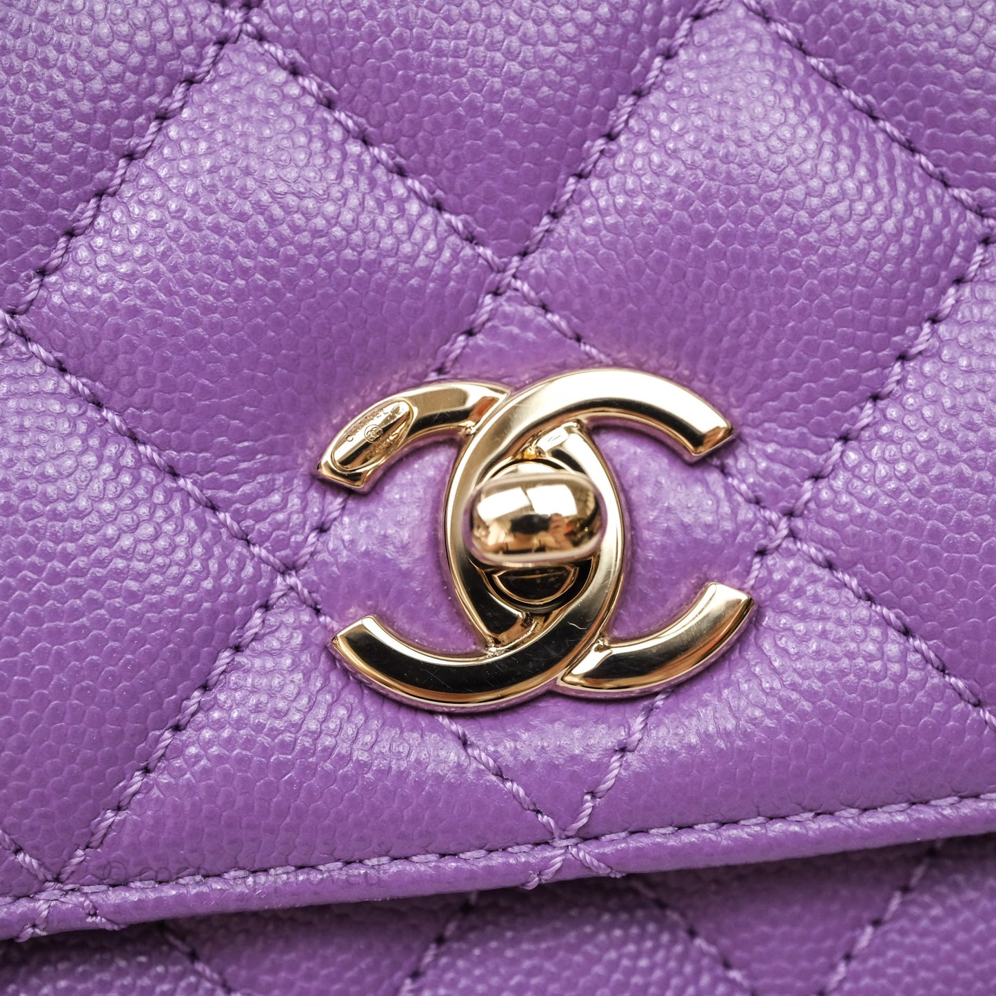 Chanel Mini Coco Handle Quilted Purple Caviar Gold Hardware
