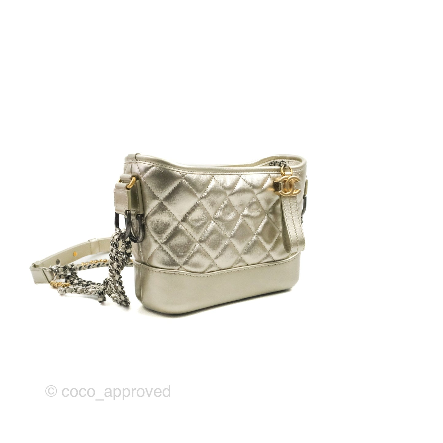 Chanel Quilted Small Gabrielle Hobo Metallic Pale Gold Aged Calfskin