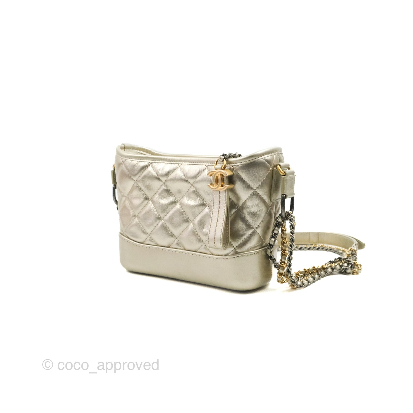 Chanel Quilted Small Gabrielle Hobo Metallic Pale Gold Aged Calfskin